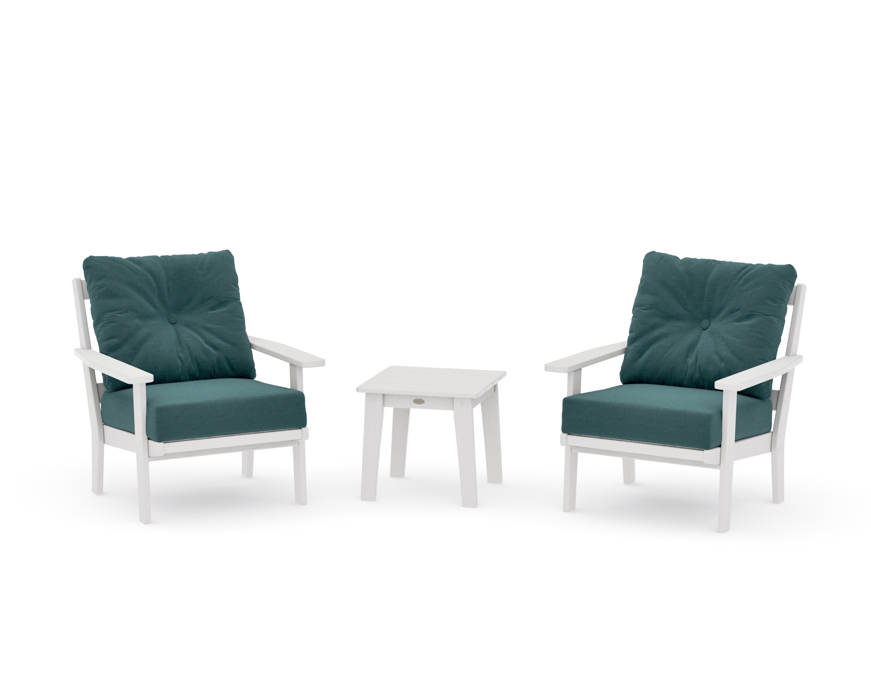 Prairie 3-Piece Deep Seating Set in Vintage White / Ocean Teal