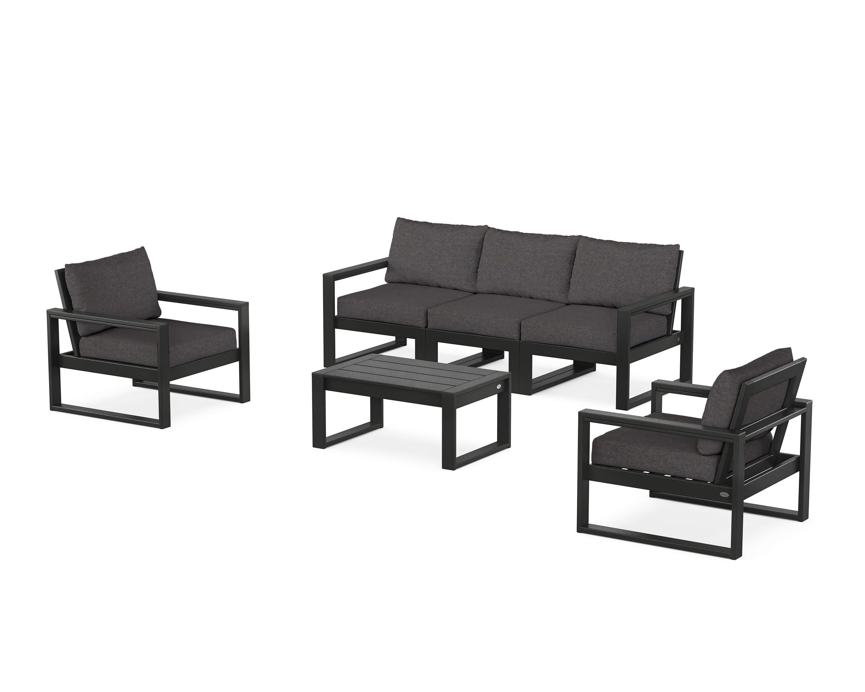 EDGE Sectional 4-Piece Deep Seating Set with Sofa in Black / Ash Charcoal