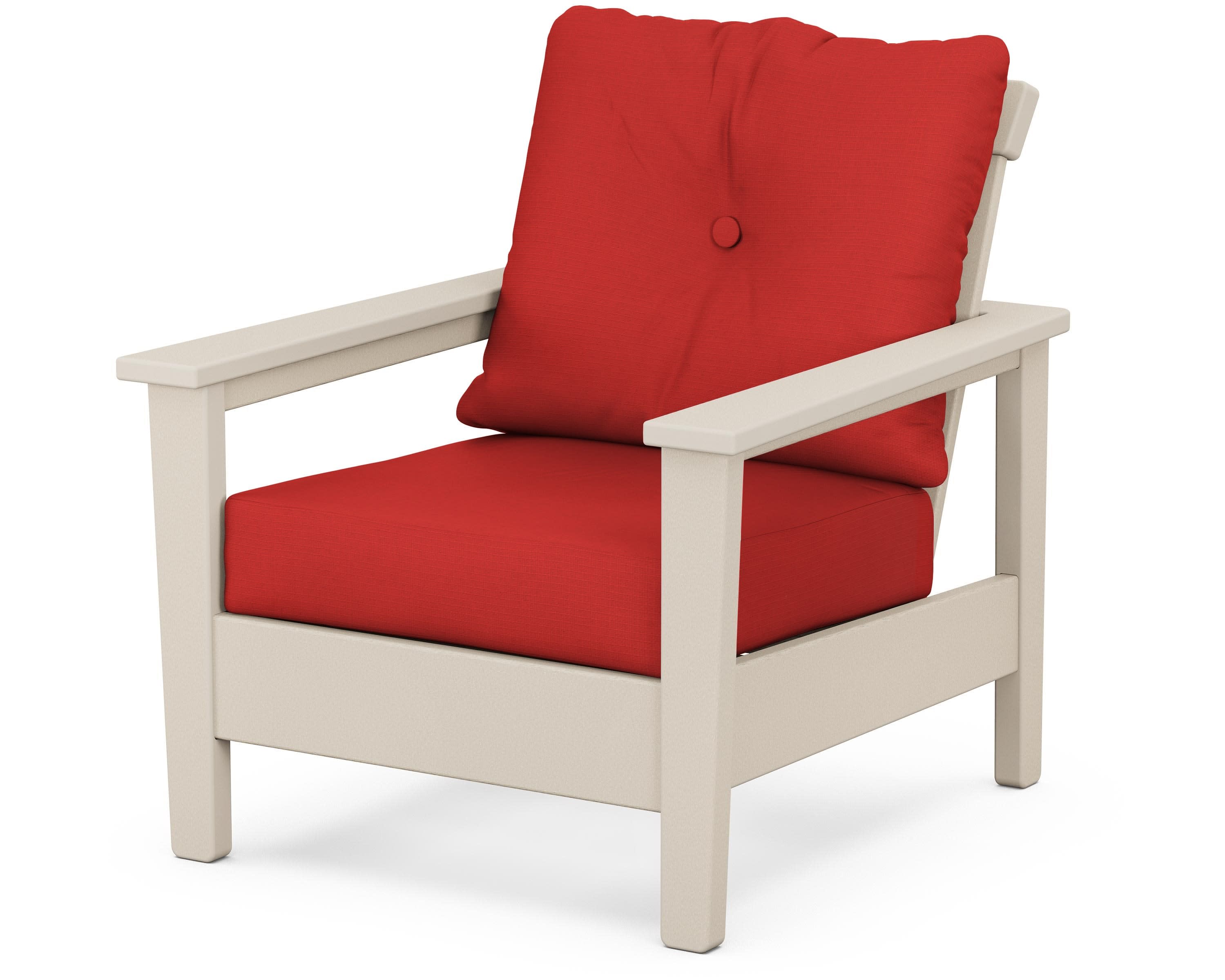 Prescott Deep Seating Chair in Sand / Crimson Linen