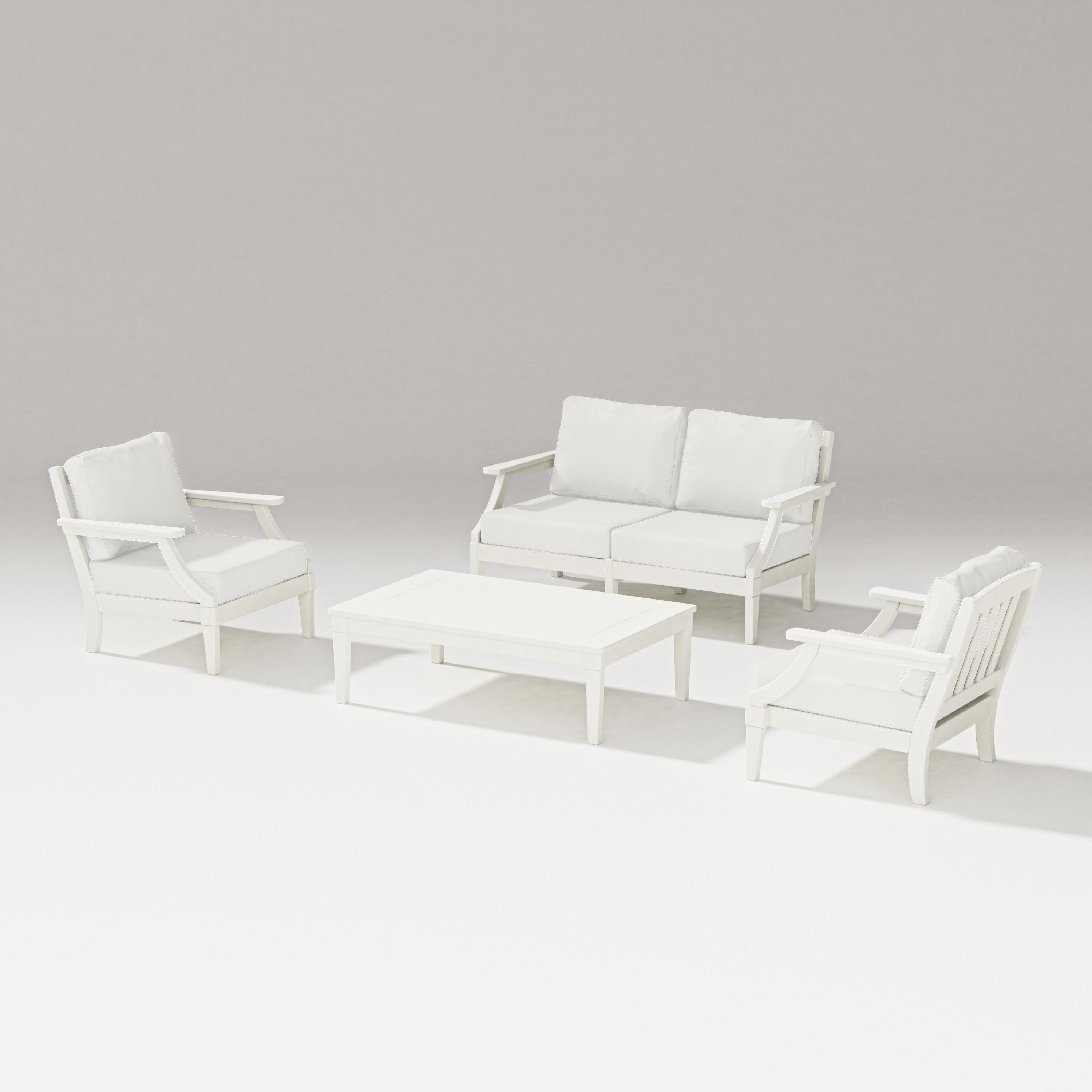 Estate Lounge 4-Piece Loveseat Set in Vintage White / Natural Linen