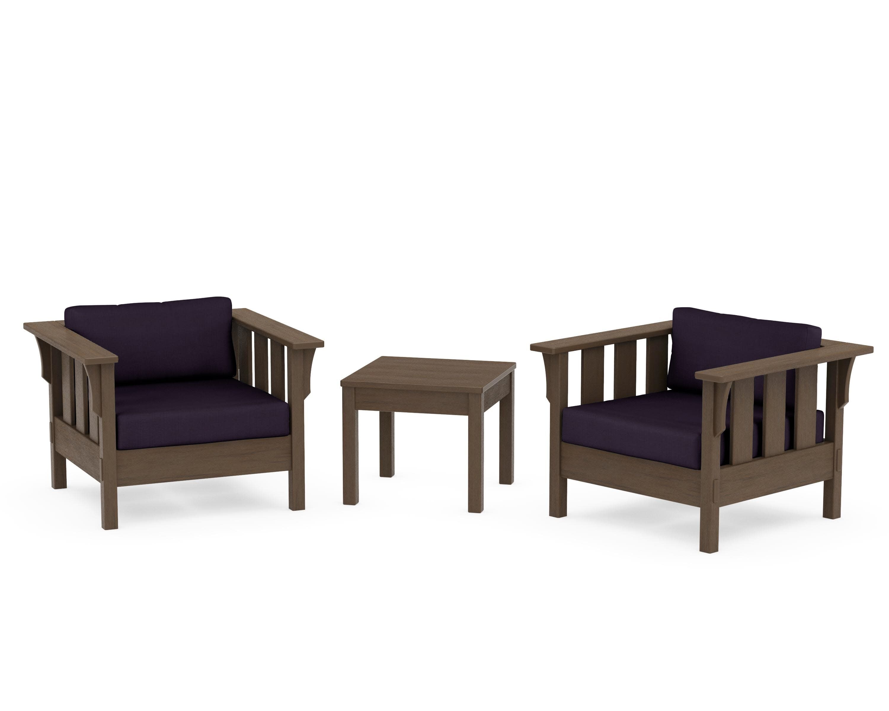 Acadia 3-Piece Deep Seating Set in Kona / Navy Linen