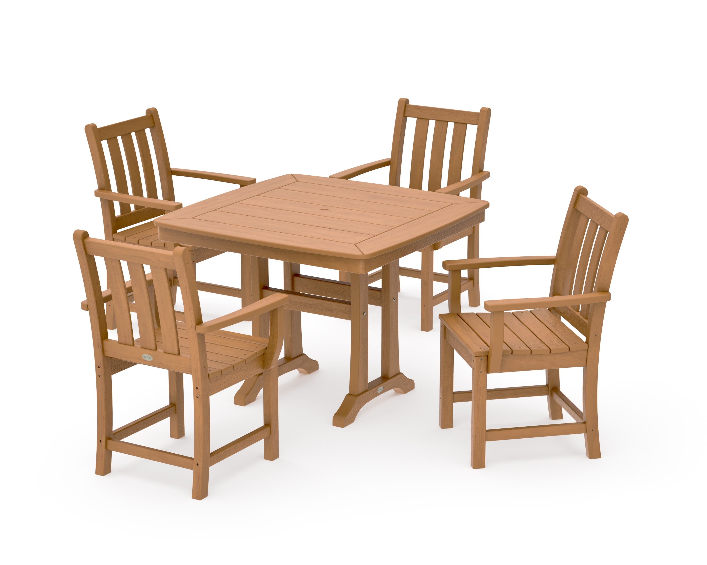 Traditional Garden 5-Piece Dining Set with Trestle Legs in Natural