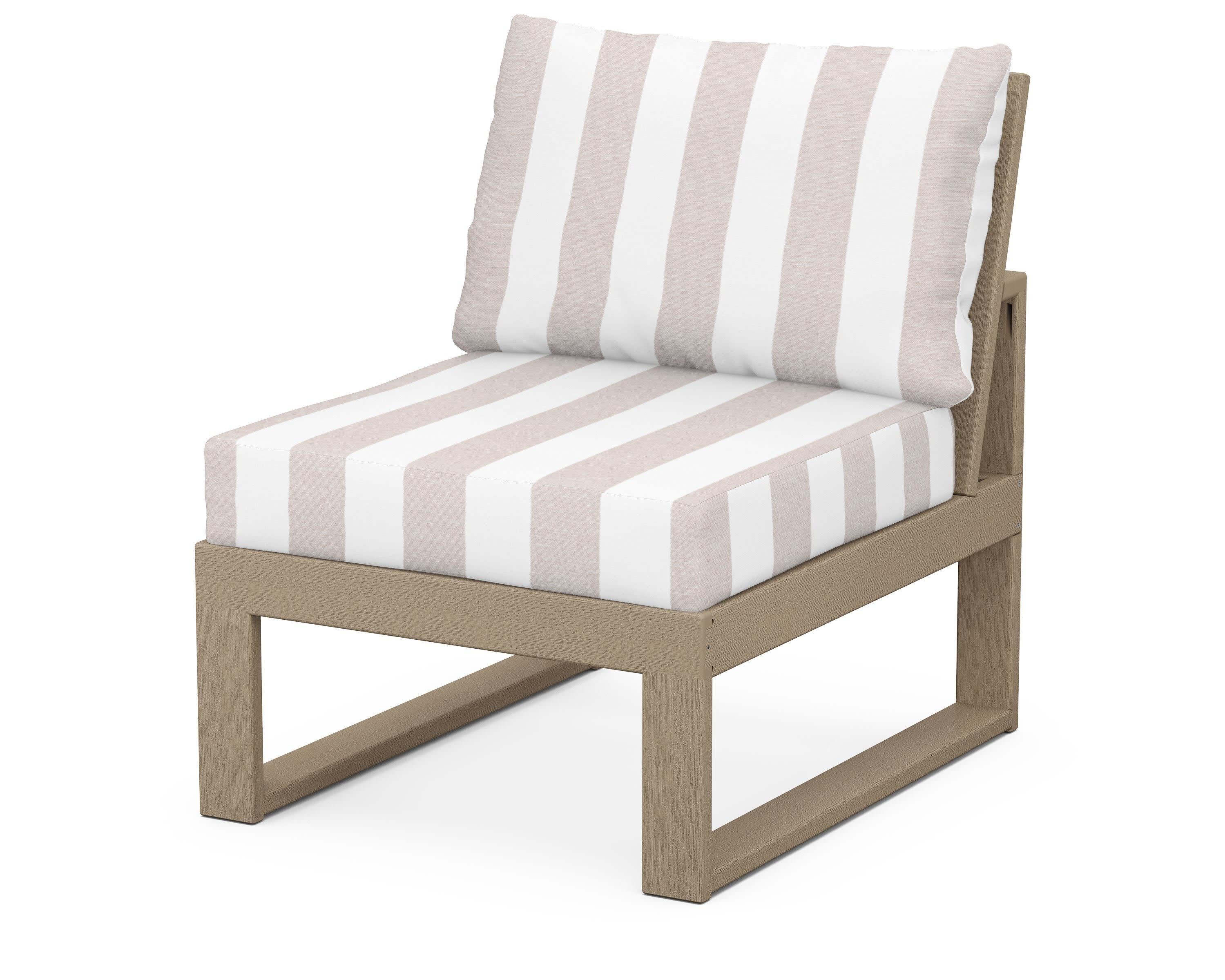 Modular Armless Chair in Vintage Sahara / Cabana Stripe Dune Burlap