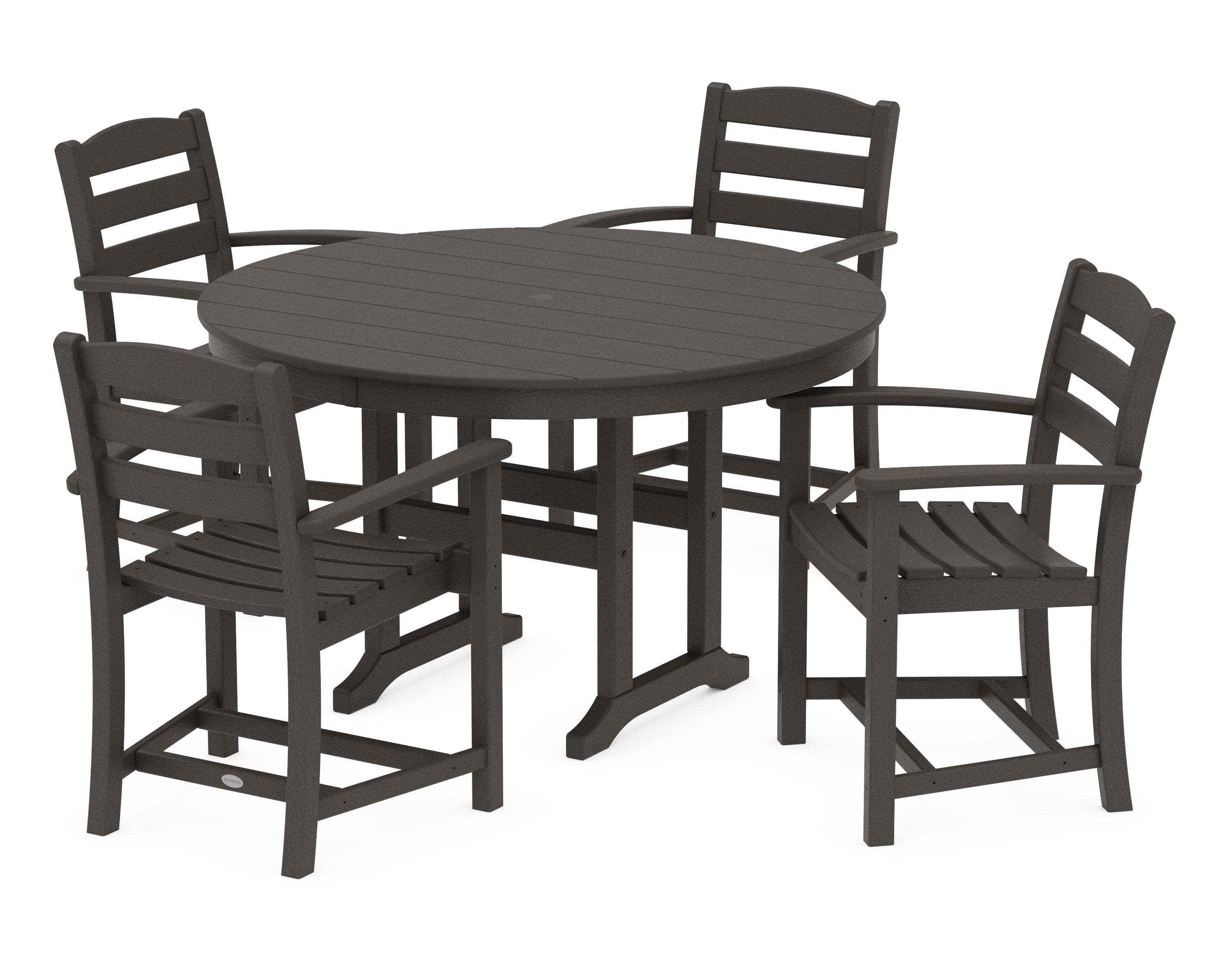 La Casa Caf 5-Piece Round Farmhouse Dining Set in Vintage Coffee