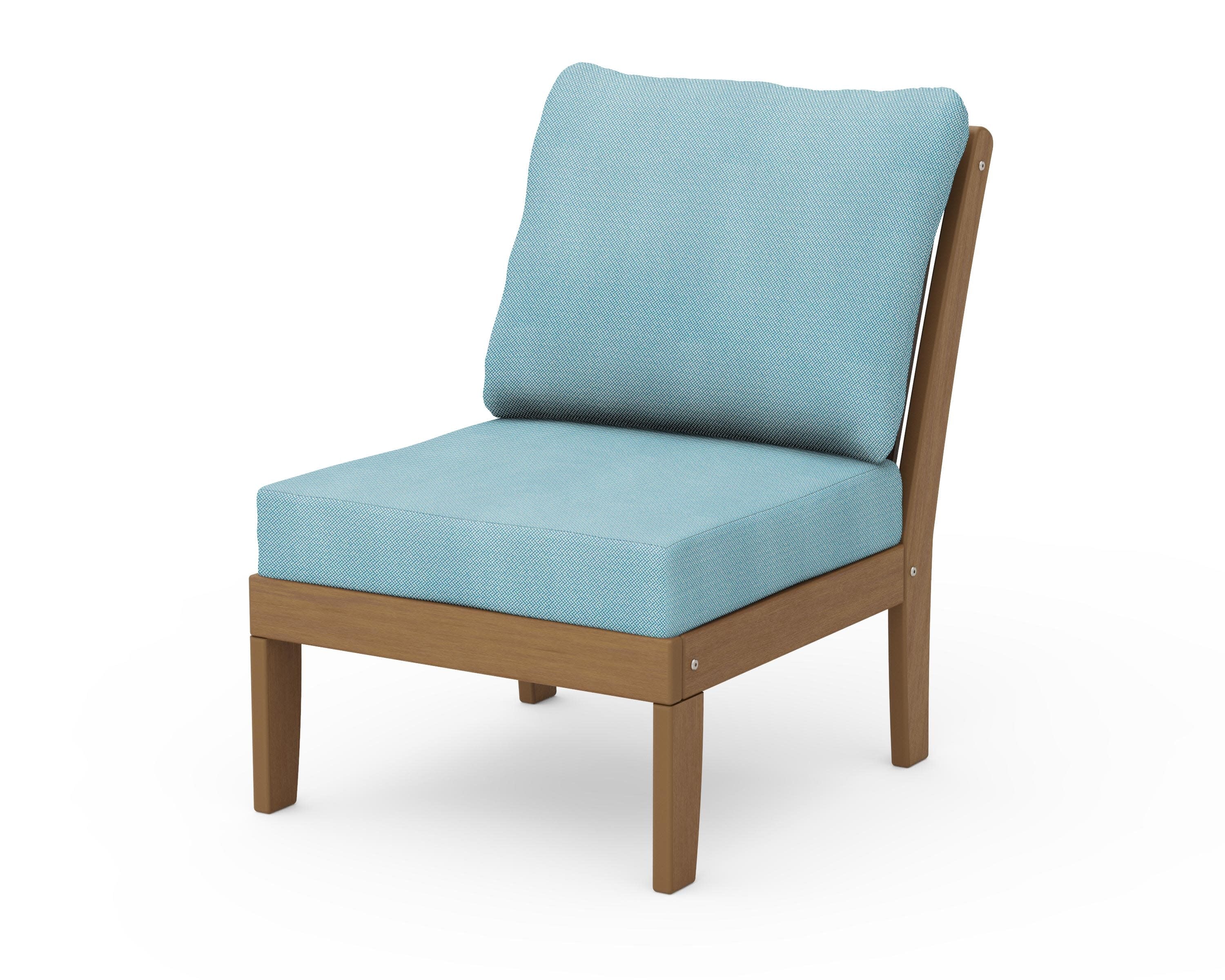 Braxton Modular Armless Chair in Natural / Lattice Sky Blue