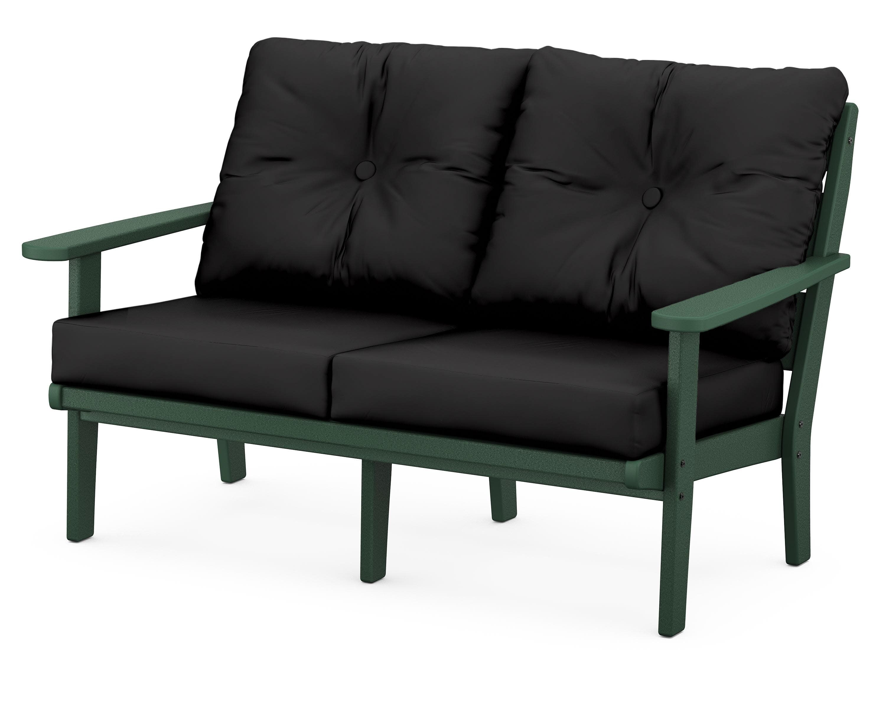 Lakeside Deep Seating Loveseat in Green / Canvas Black