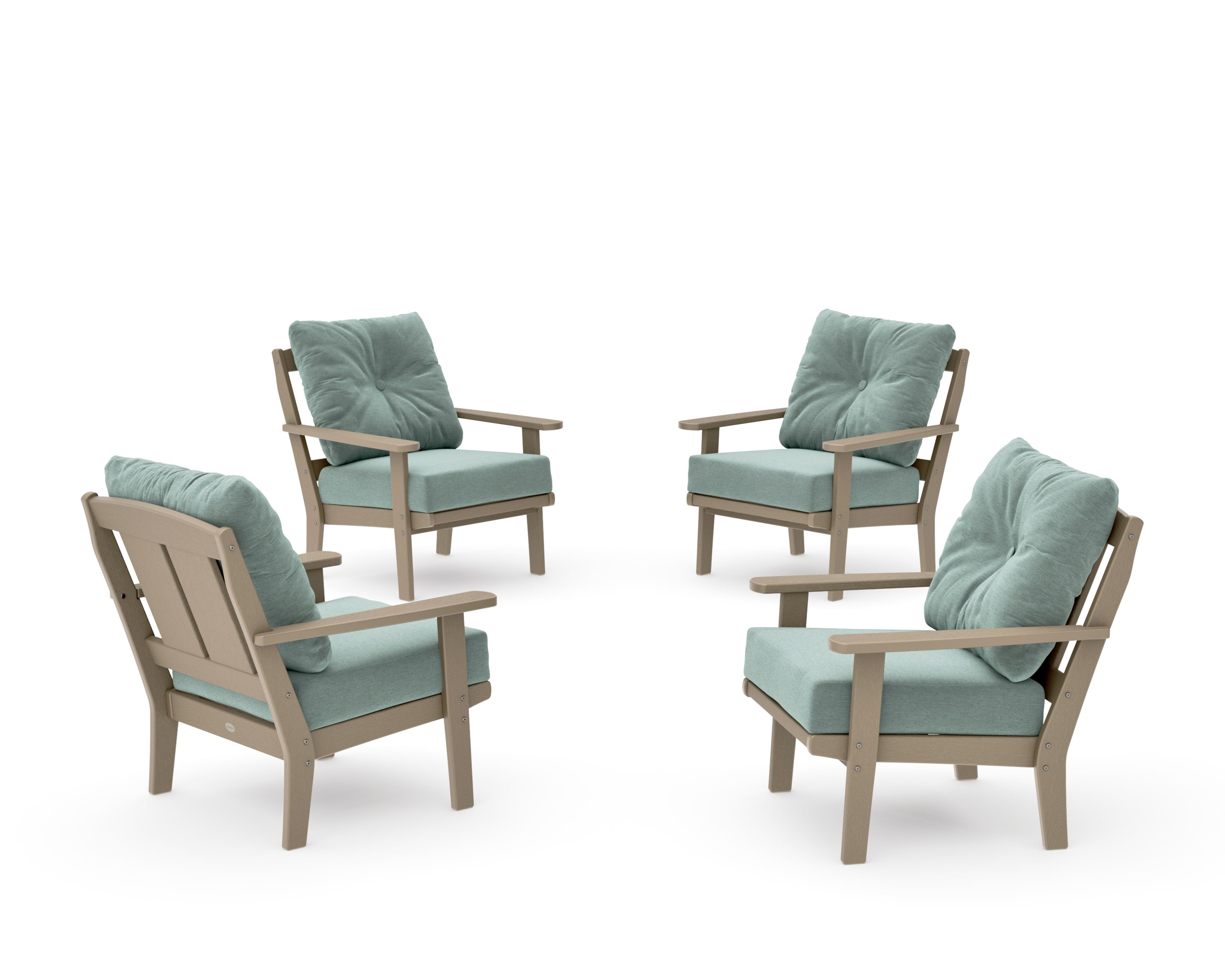 Mission 5-Piece Deep Seating Set with Fire Pit Table in Vintage Sahara / Glacier Spa