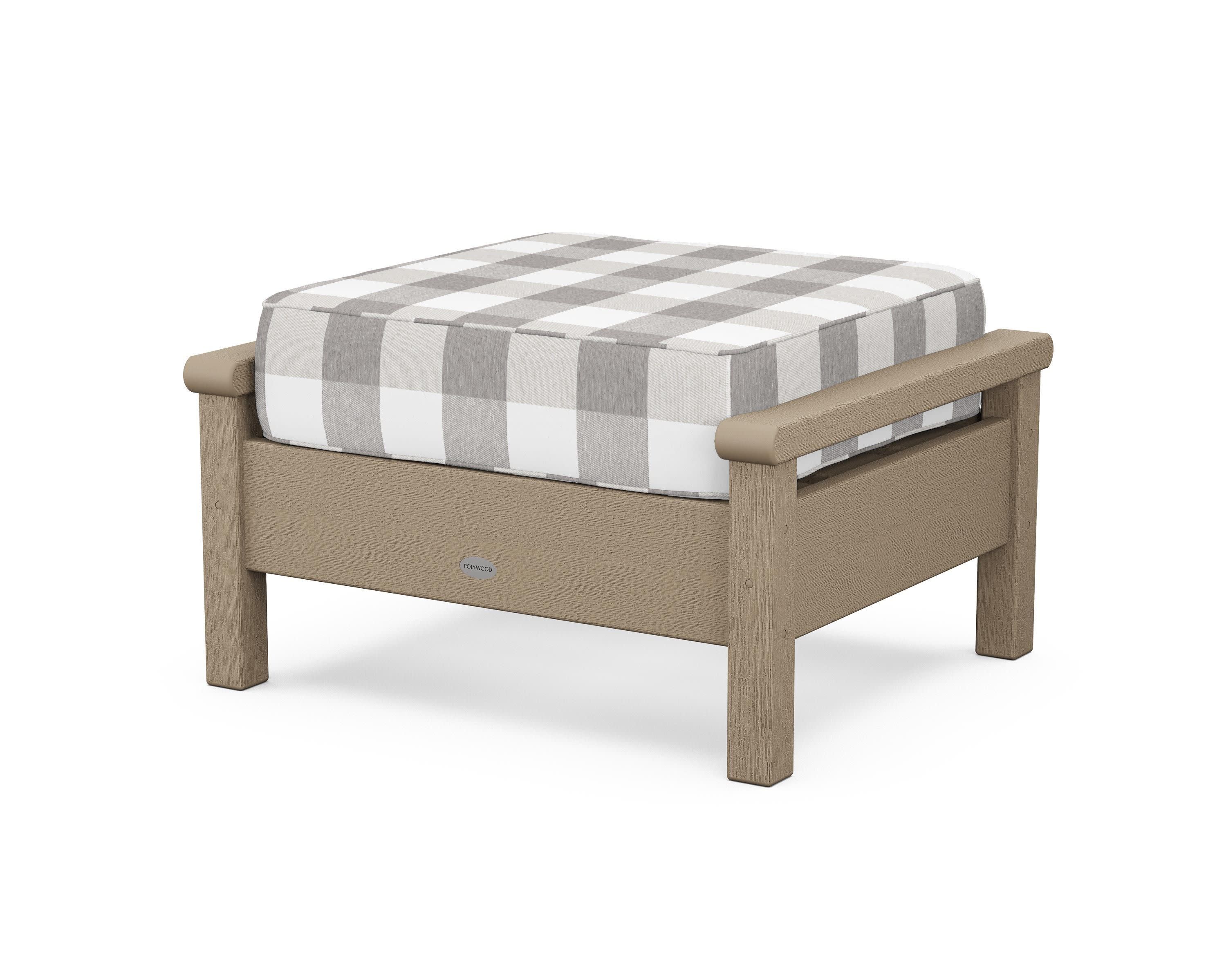 Harbour Deep Seating Ottoman in Vintage Sahara / Buffalo Plaid Grey Mist
