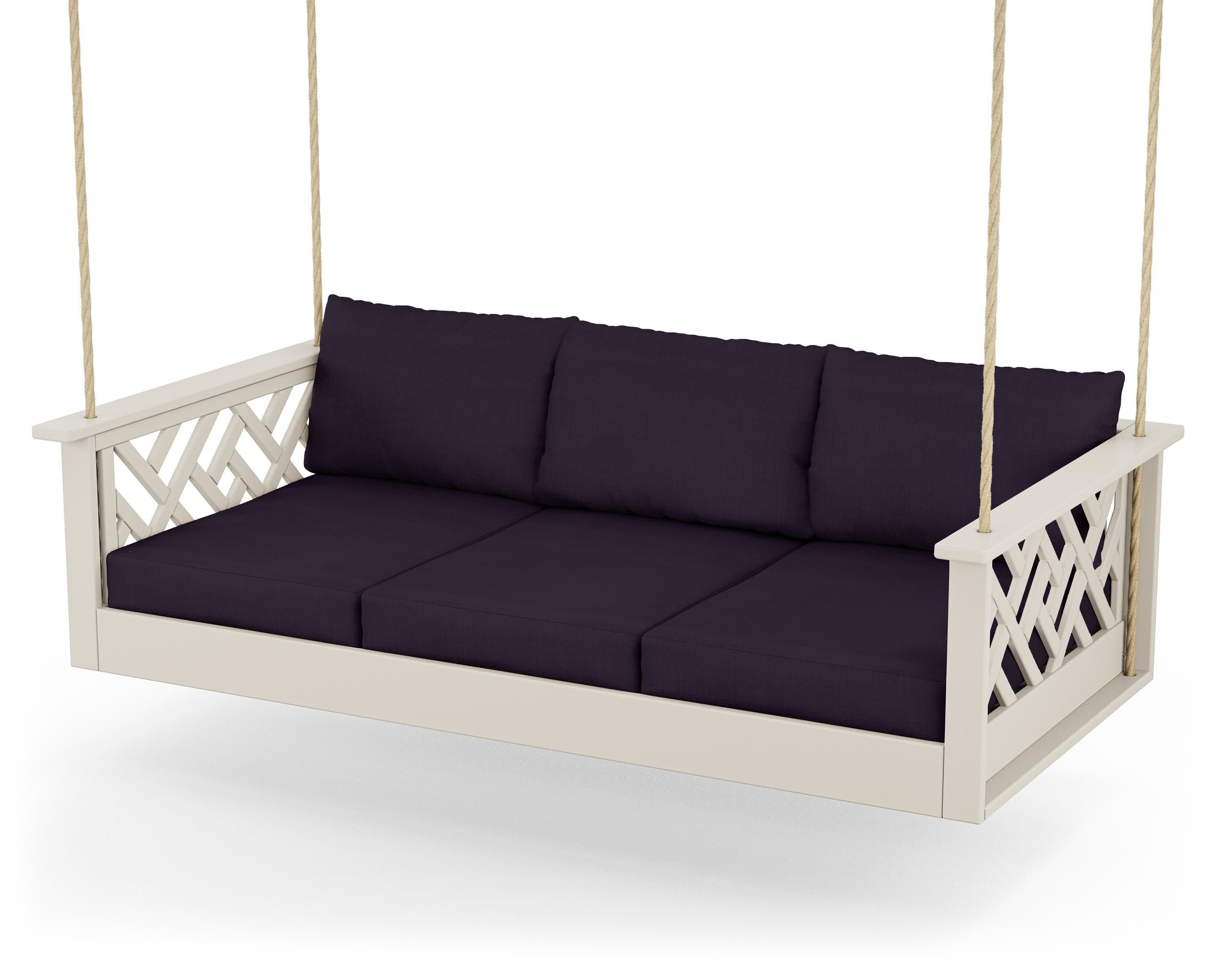 Chippendale Daybed Swing in Sand / Navy Linen