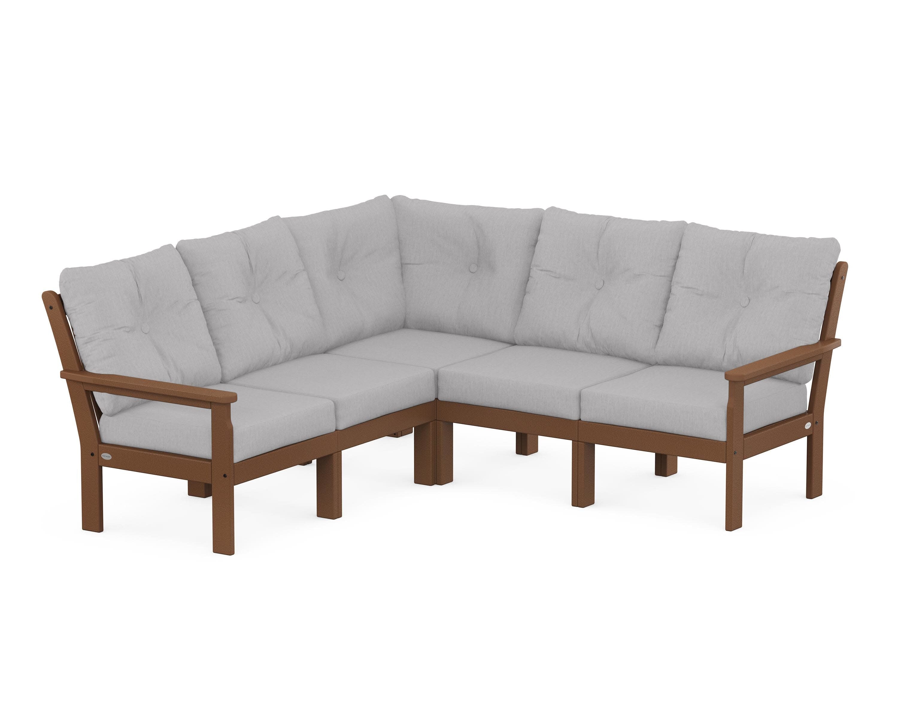 Vineyard 5-Piece Sectional in Teak / Granite