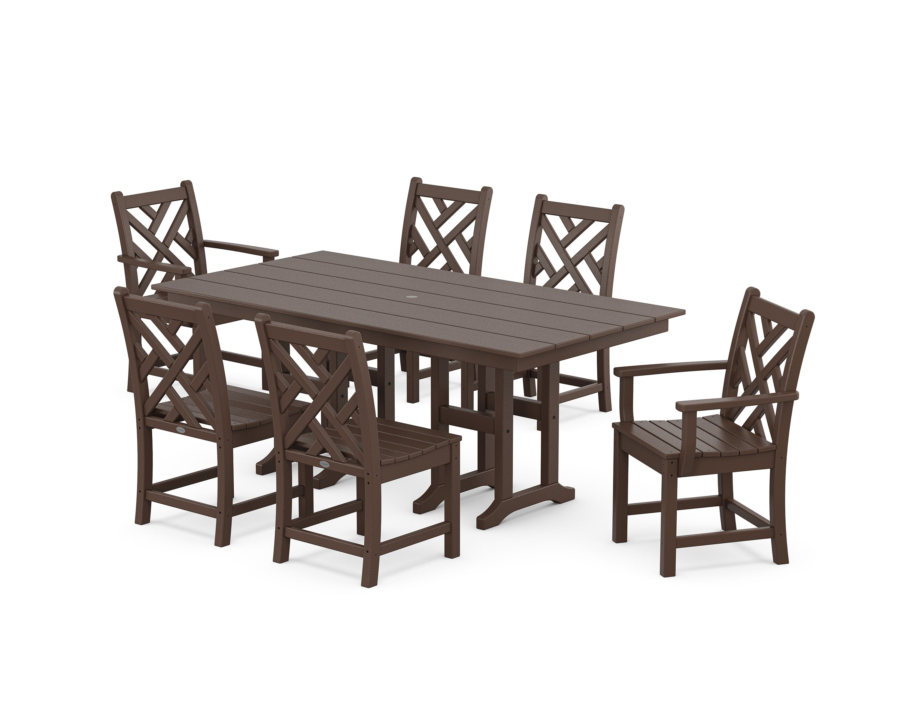 Chippendale 7-Piece Farmhouse Dining Set in Mahogany