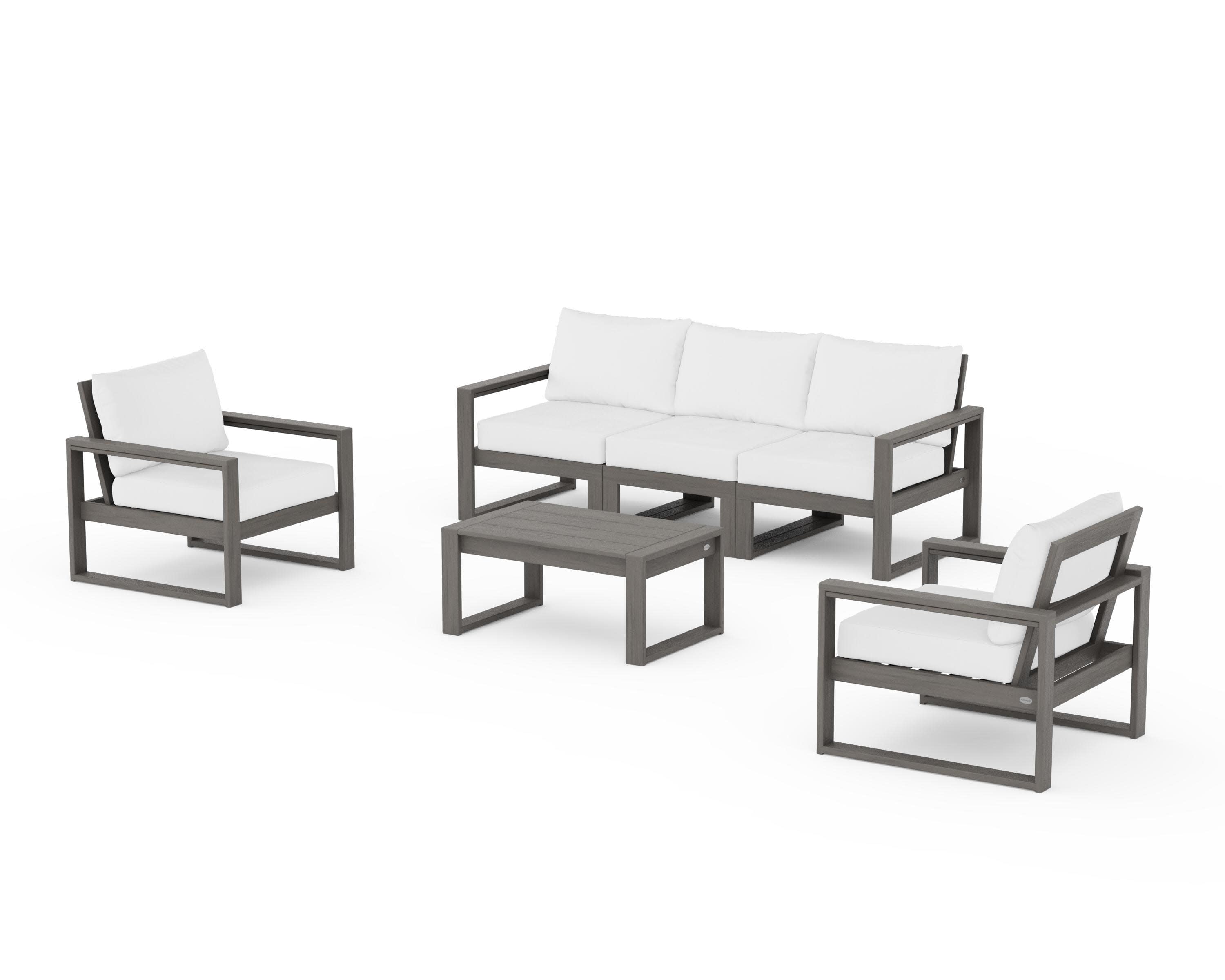 EDGE Sectional 4-Piece Deep Seating Set with Sofa in Driftwood / Natural