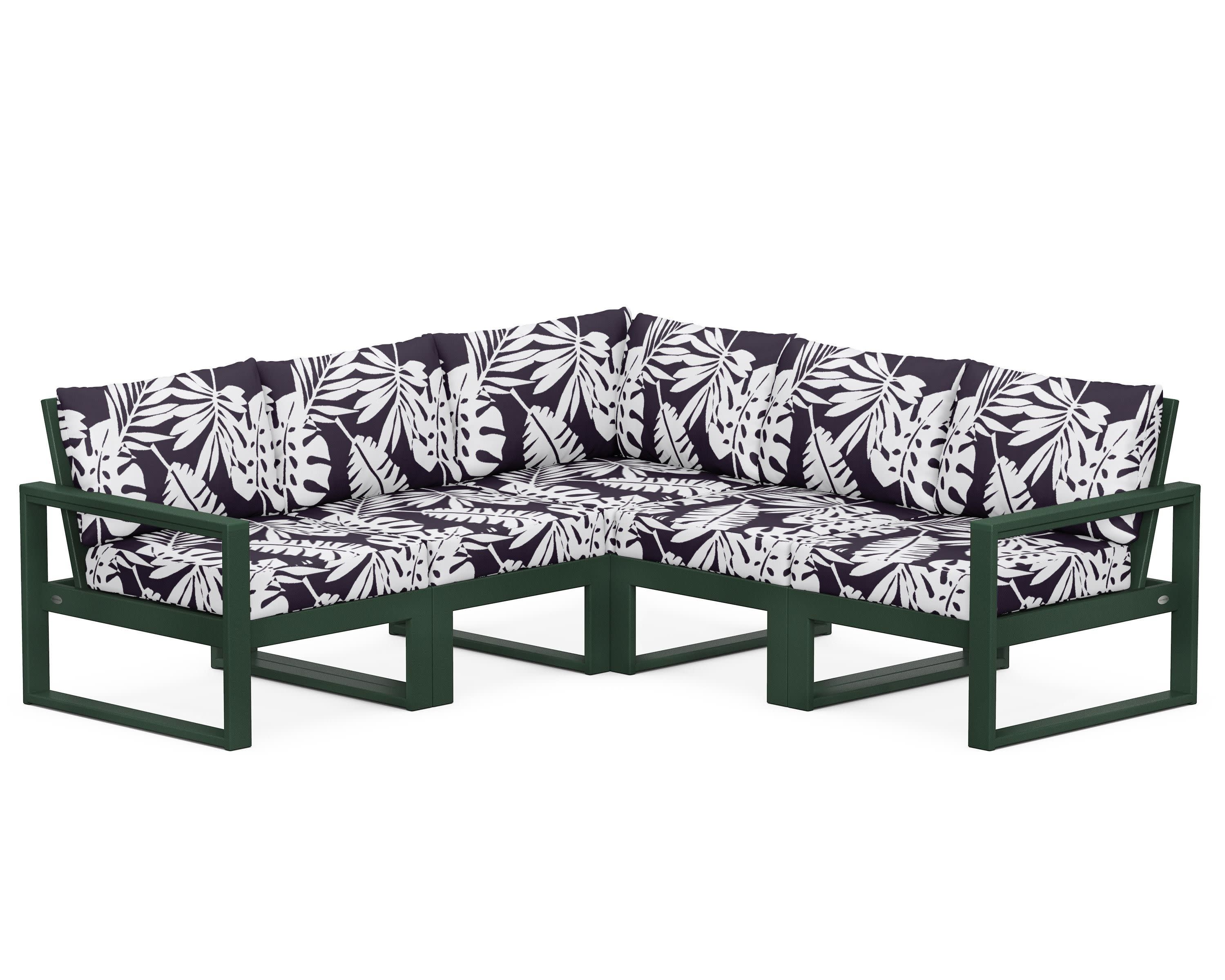 EDGE 5-Piece Modular Deep Seating Set in Green / Leaf Navy