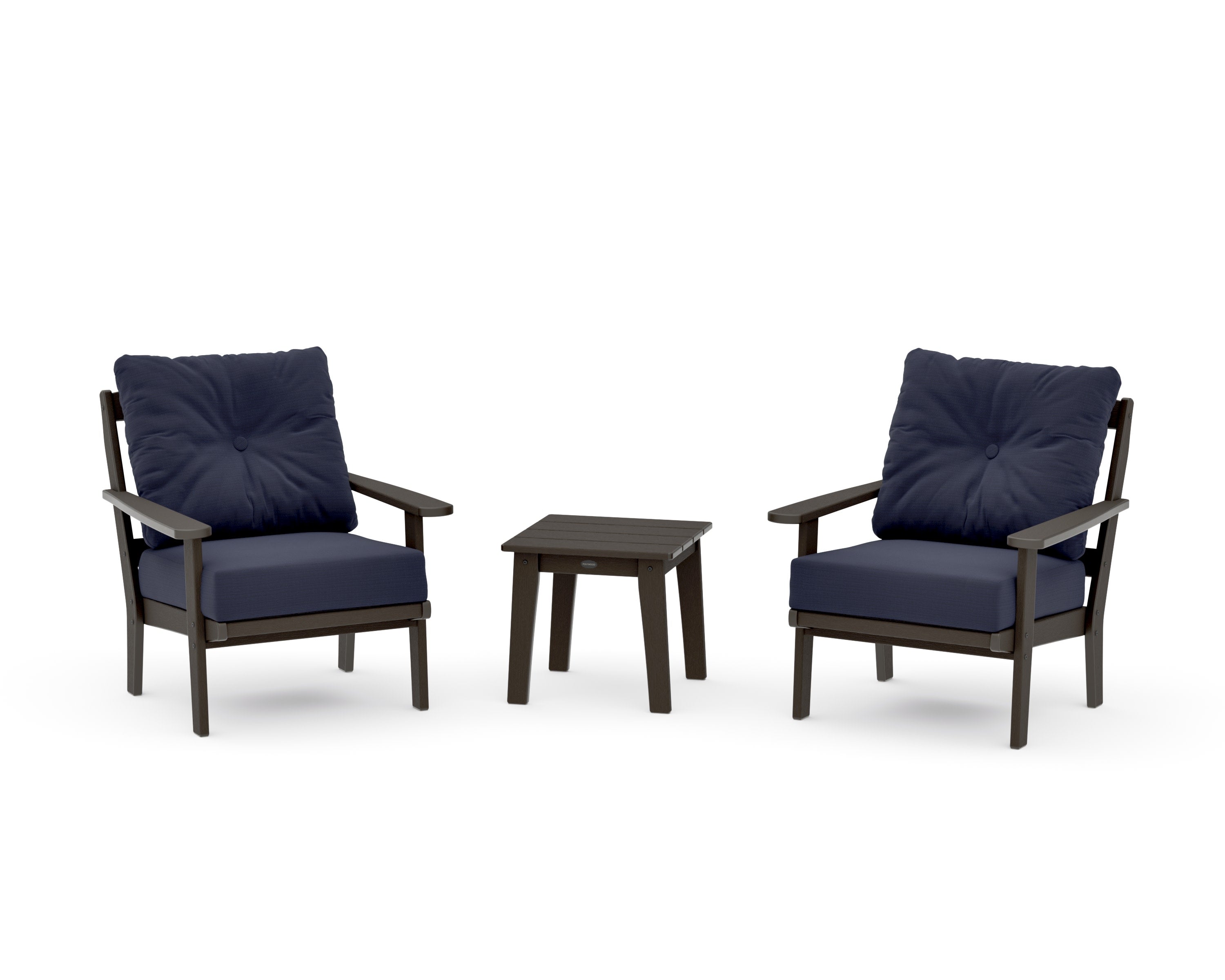Mission 3-Piece Deep Seating Set in Vintage Coffee / Navy Linen