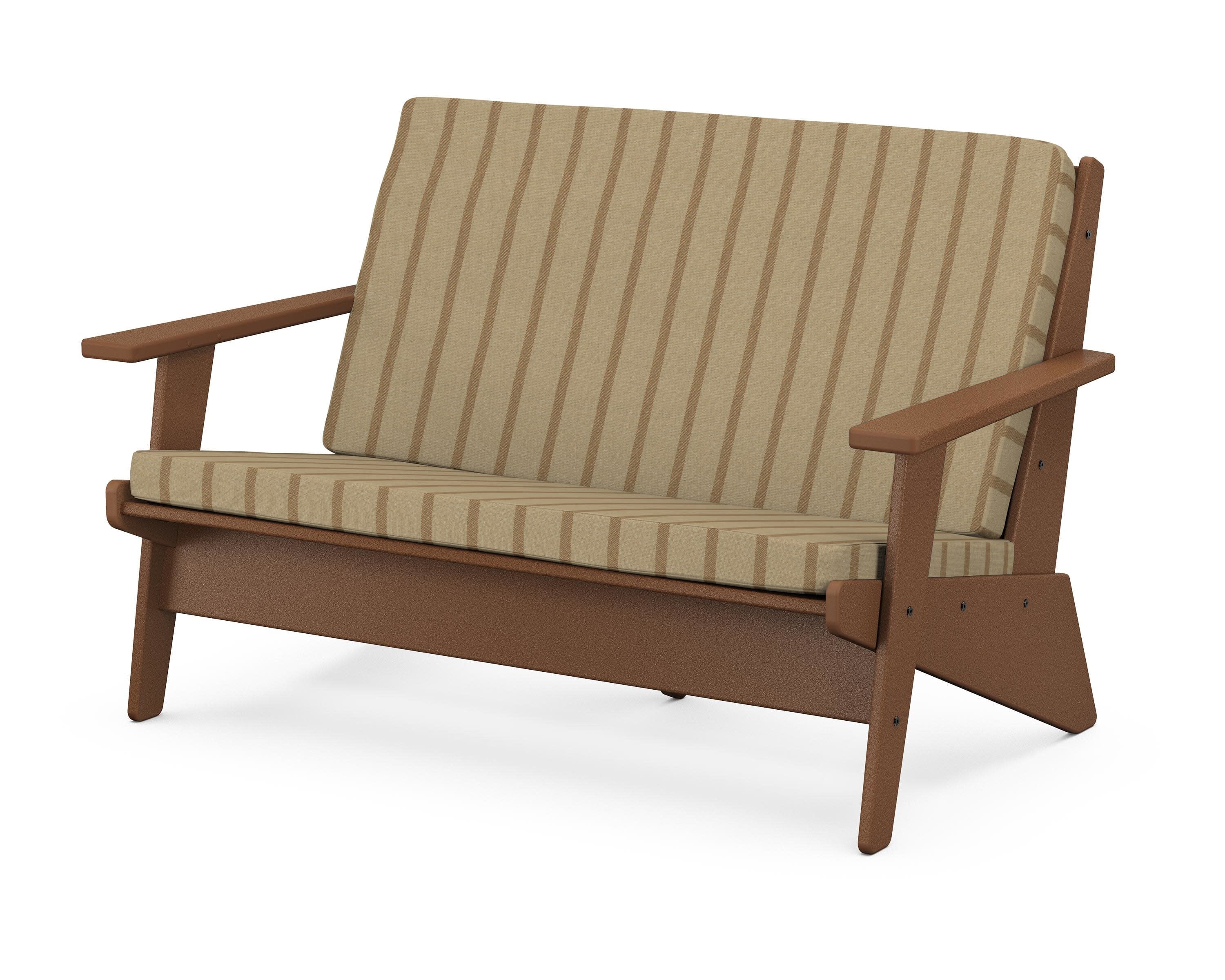 Riviera Modern Lounge Loveseat in Teak / Unwind Driftwood
