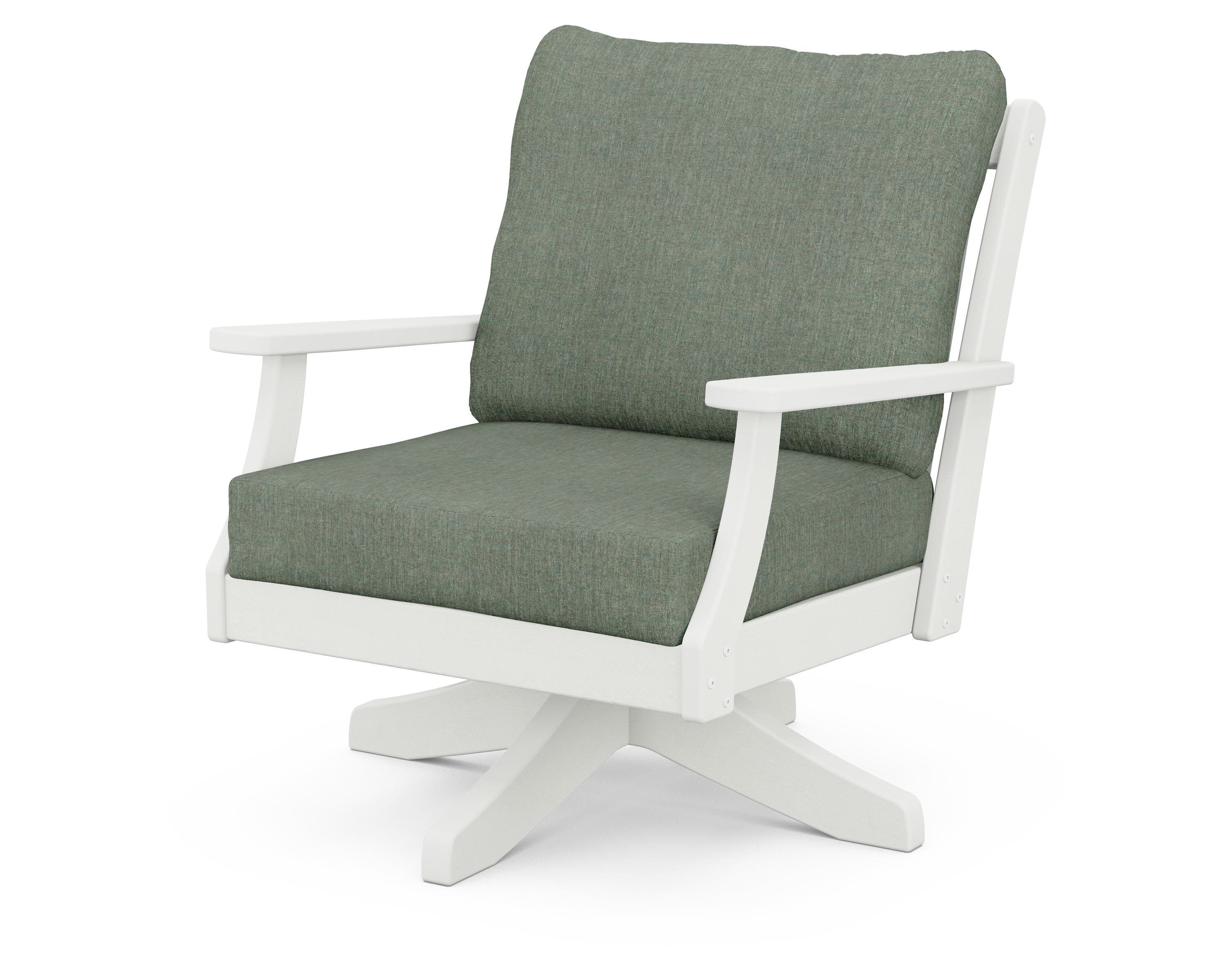 Braxton Deep Seating Swivel Chair in Vintage White / Cast Sage