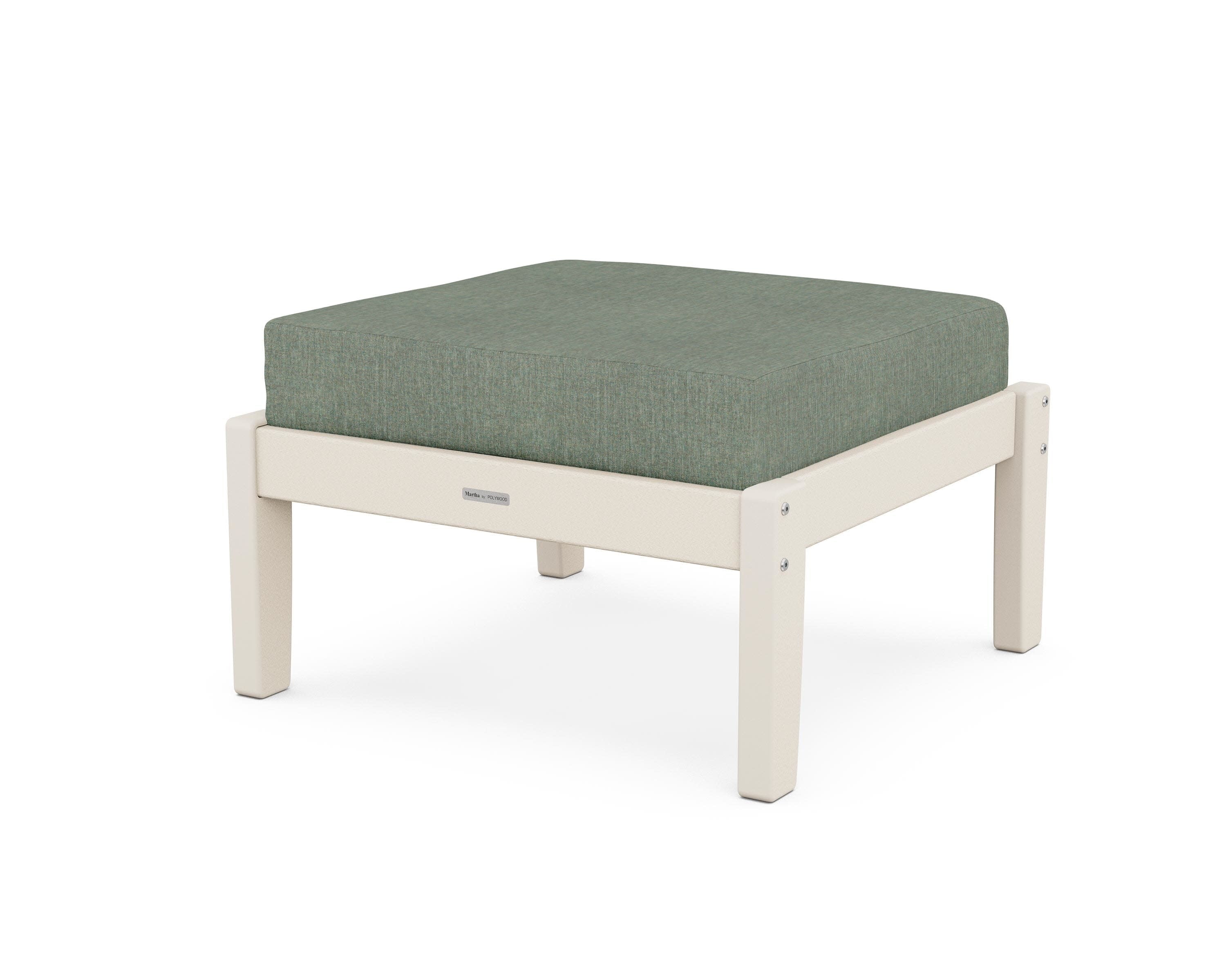 Chinoiserie Deep Seating Ottoman in Sand / Cast Sage