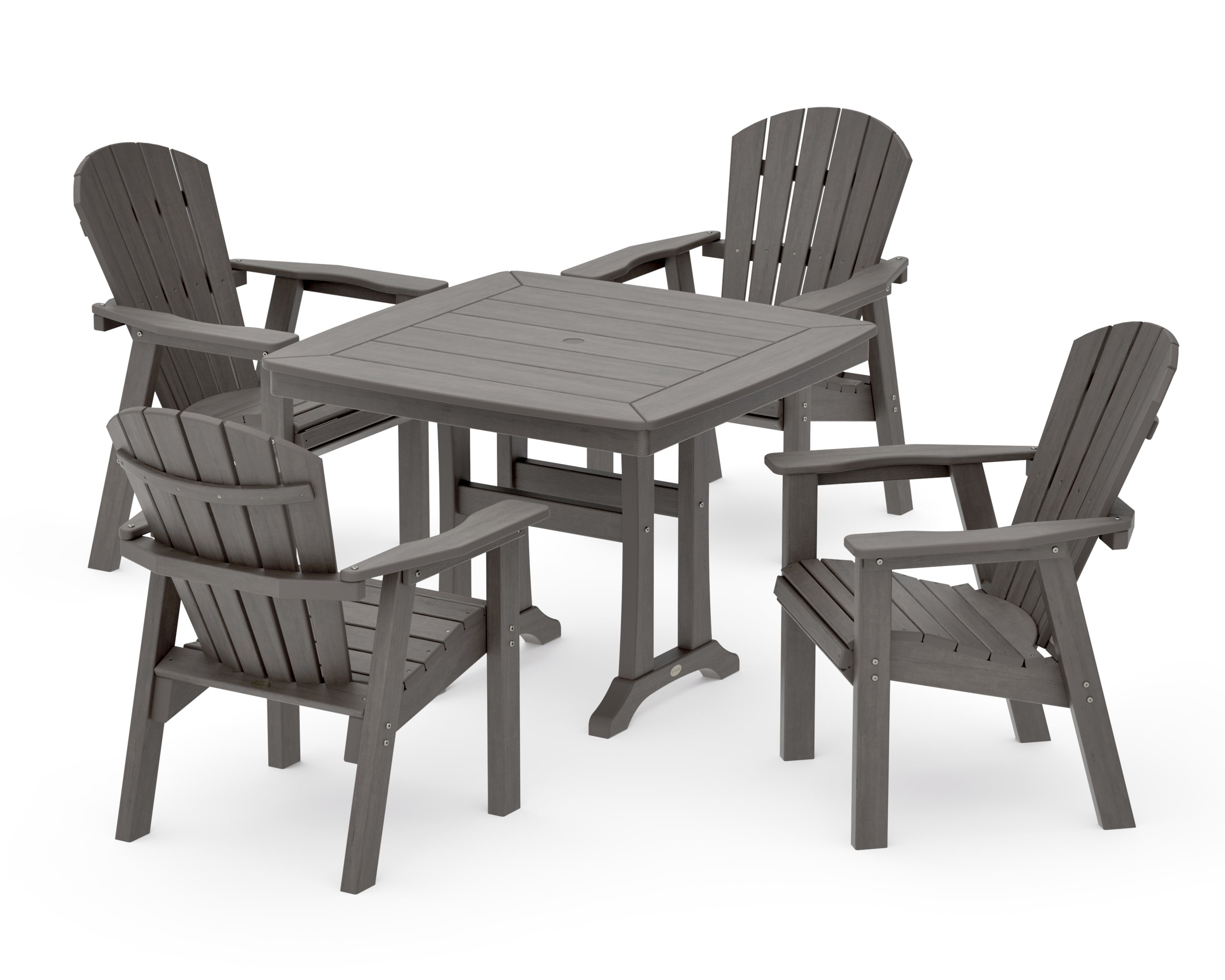 Seashell 5-Piece Dining Set with Trestle Legs in Driftwood