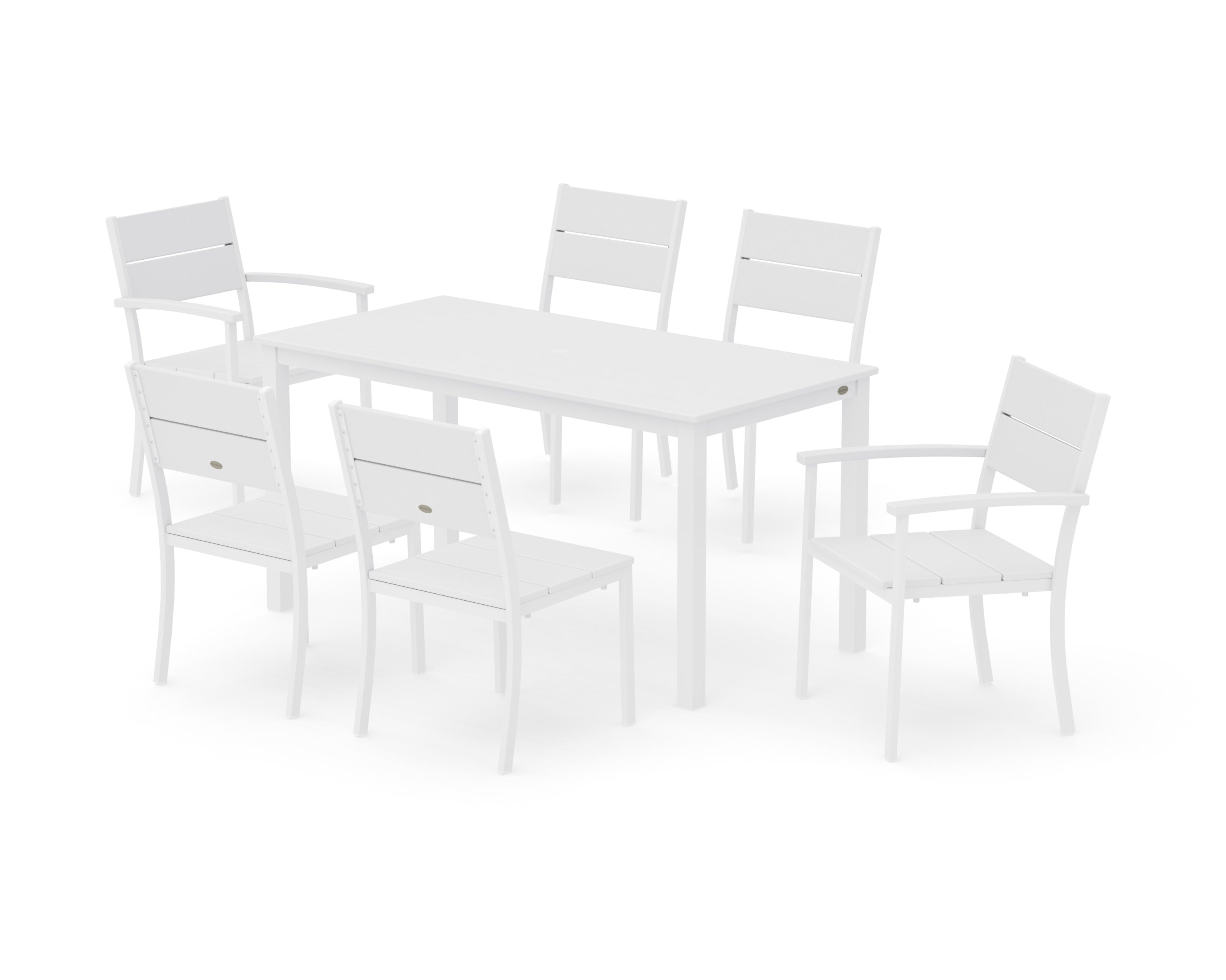 Main Street 7-Piece Dining Set in White / White