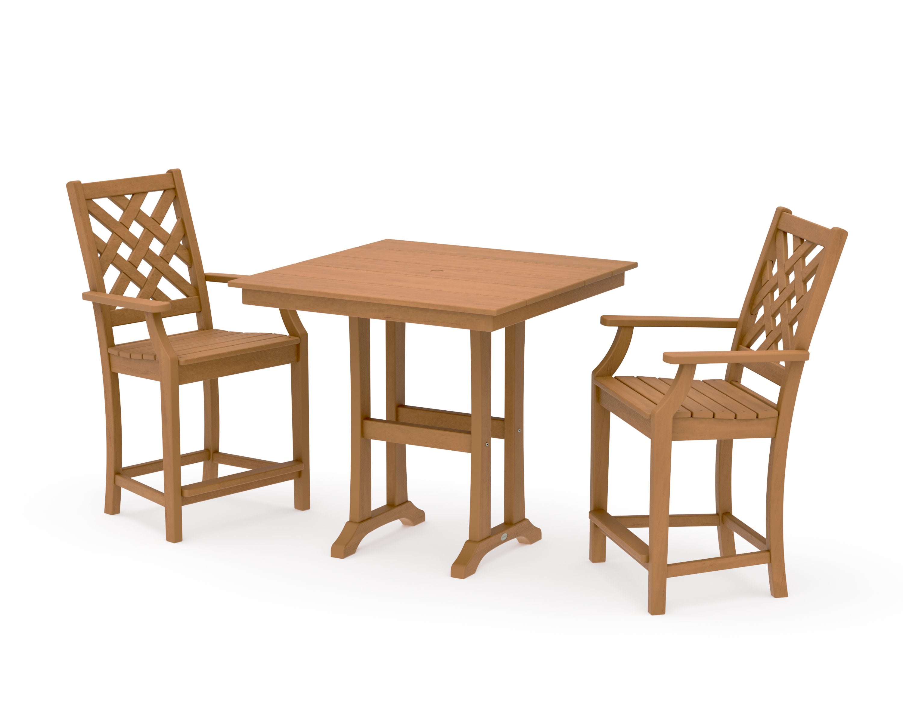 Wovendale 3-Piece Farmhouse Counter Set with Trestle Legs in Natural