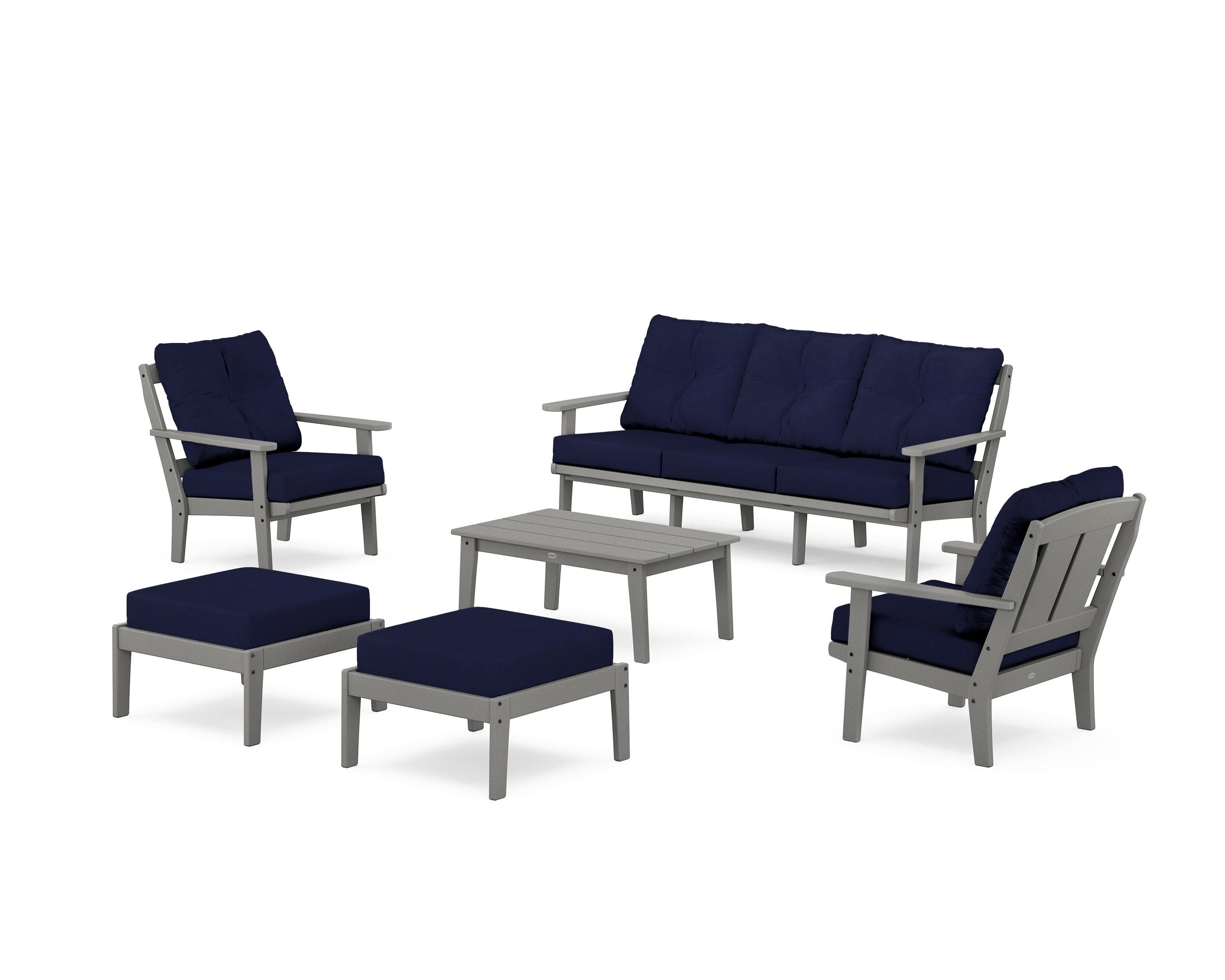 Mission 6-Piece Lounge Sofa Set in Slate Grey / Navy