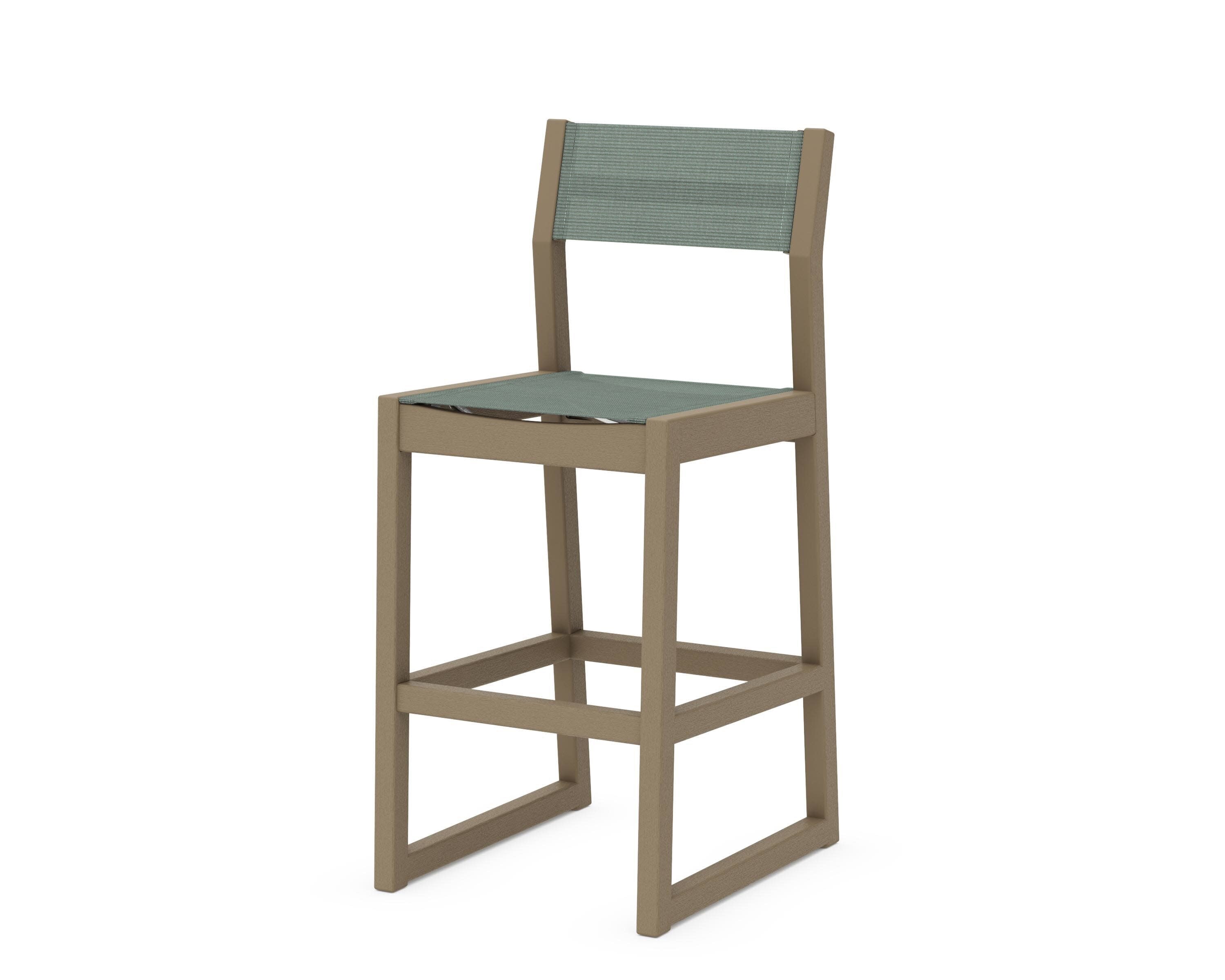 EDGE Sling Bar Side Chair in Vintage Sahara / Dupioni Sea Mist Sling
