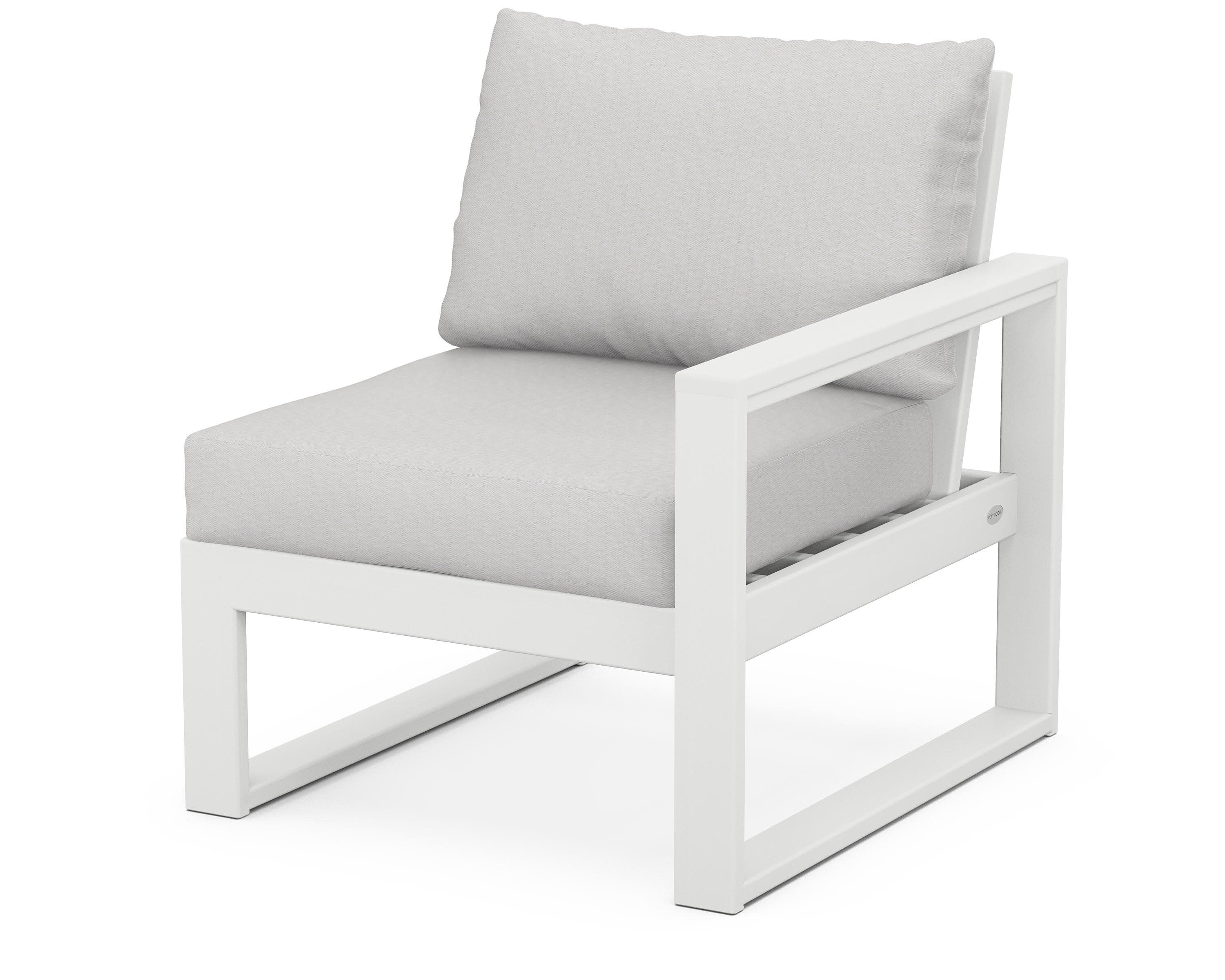 EDGE Modular Right Arm Chair in White / Diamond in the Rough