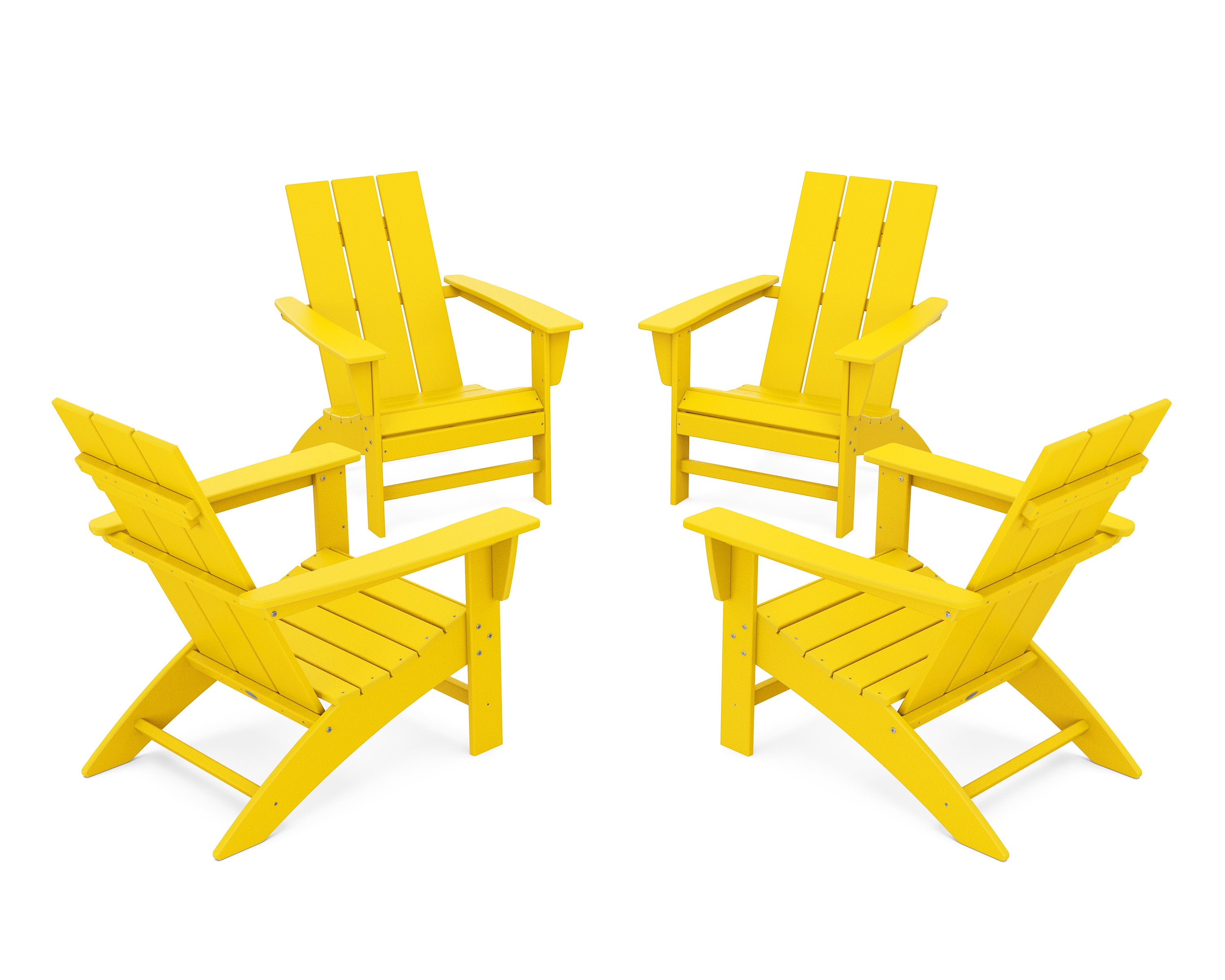 4-Piece Modern Adirondack Chair Conversation Set in Lemon