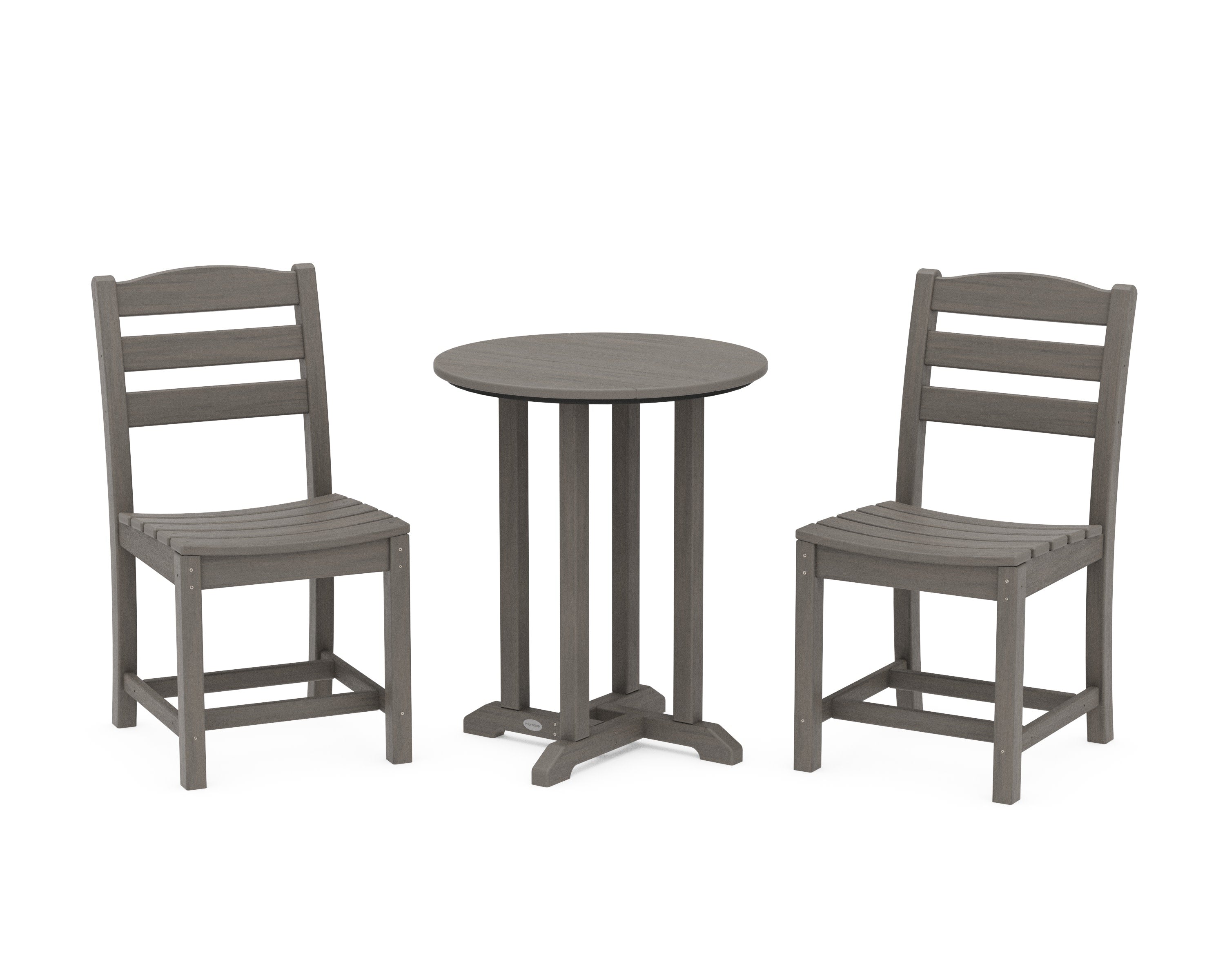 La Casa Caf Side Chair 3-Piece Round Bistro Dining Set in Driftwood