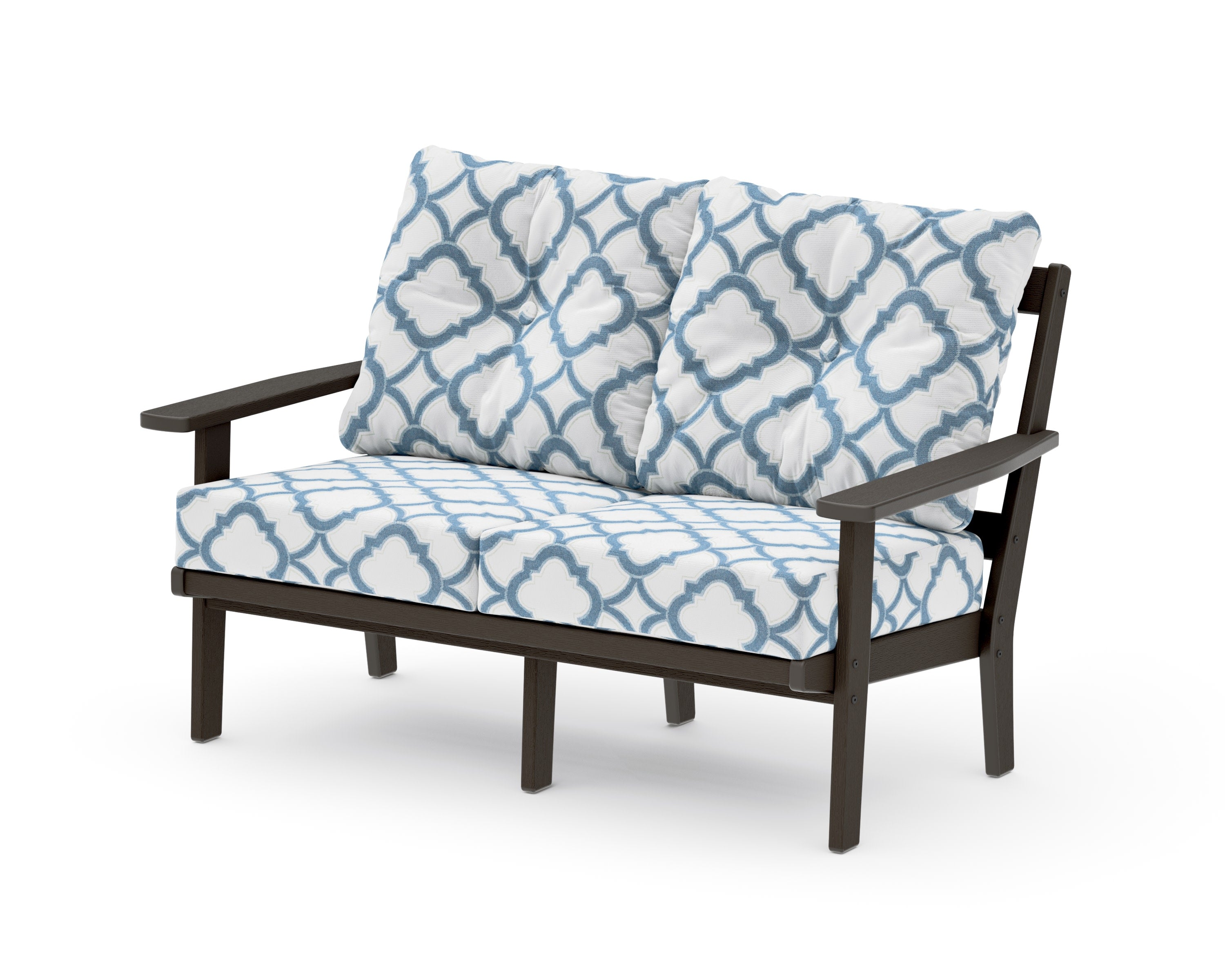 Prairie Deep SeatingLoveseat in Vintage Coffee / Trellis Sky Blue
