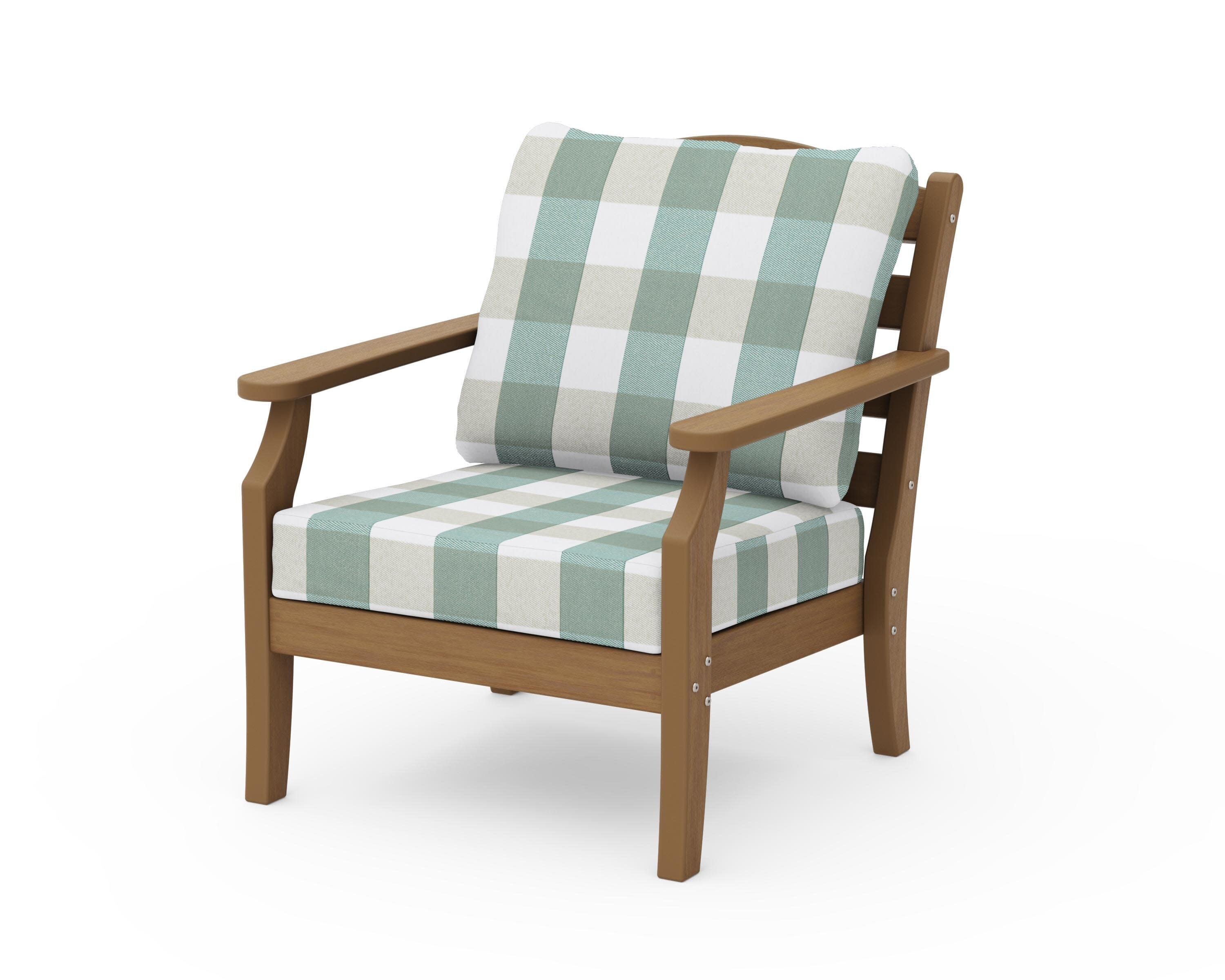 Savannah Deep Seating Chair in Natural / Buffalo Plaid Glacier Spa