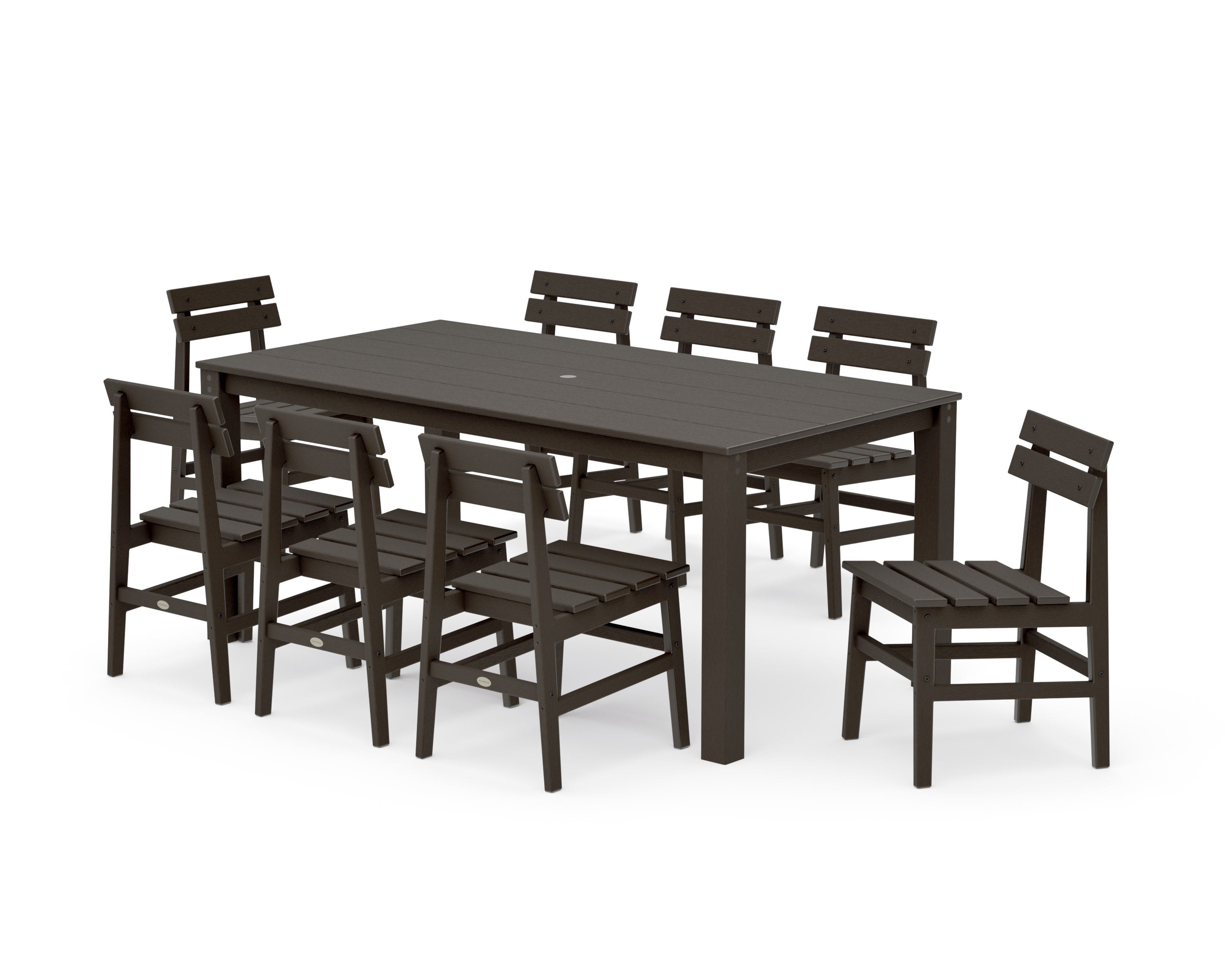 Modern Studio Plaza Chair 9-Piece Parsons Dining Set in Vintage Coffee