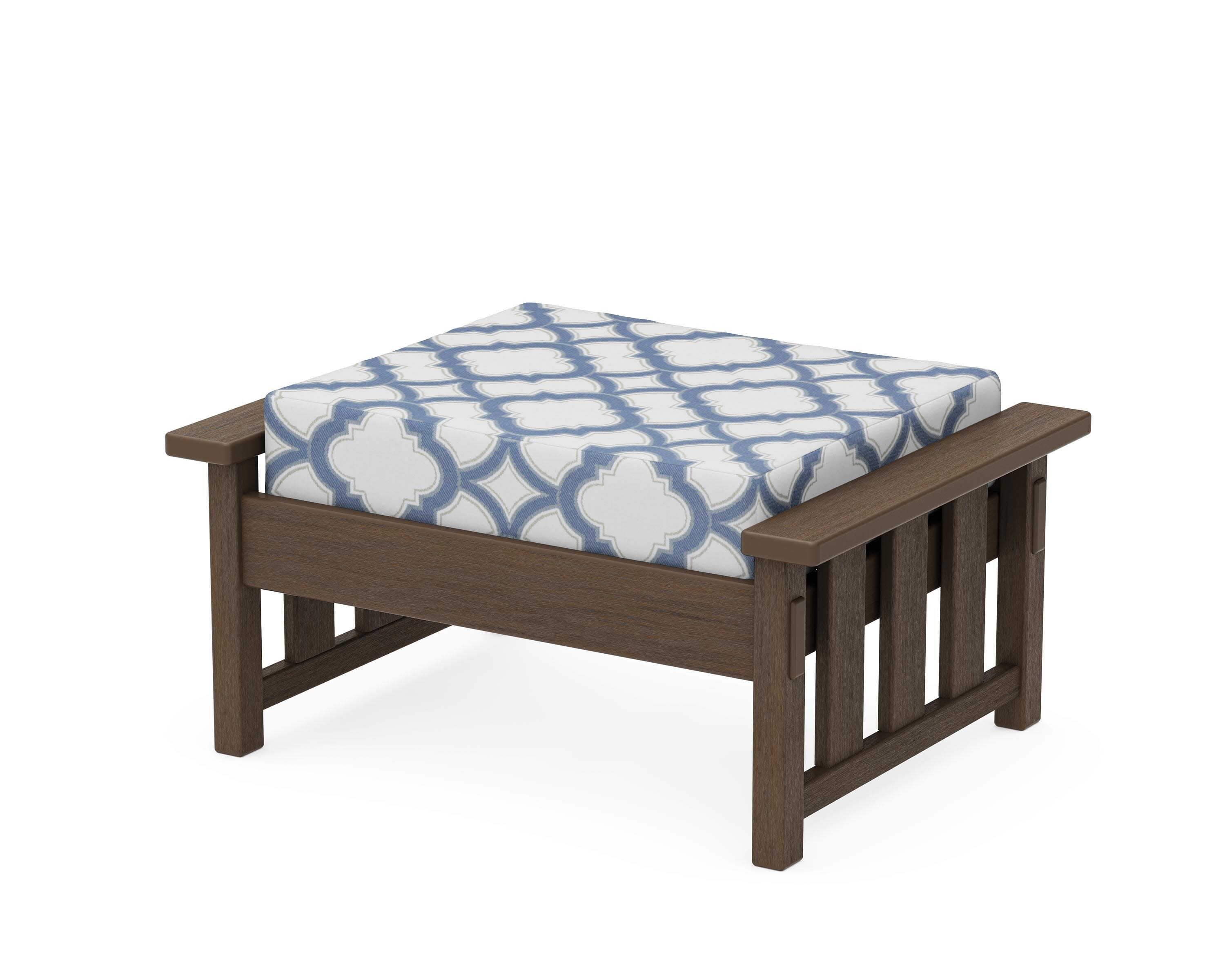 Acadia Deep Seating Ottoman in Kona / Trellis Sky Blue