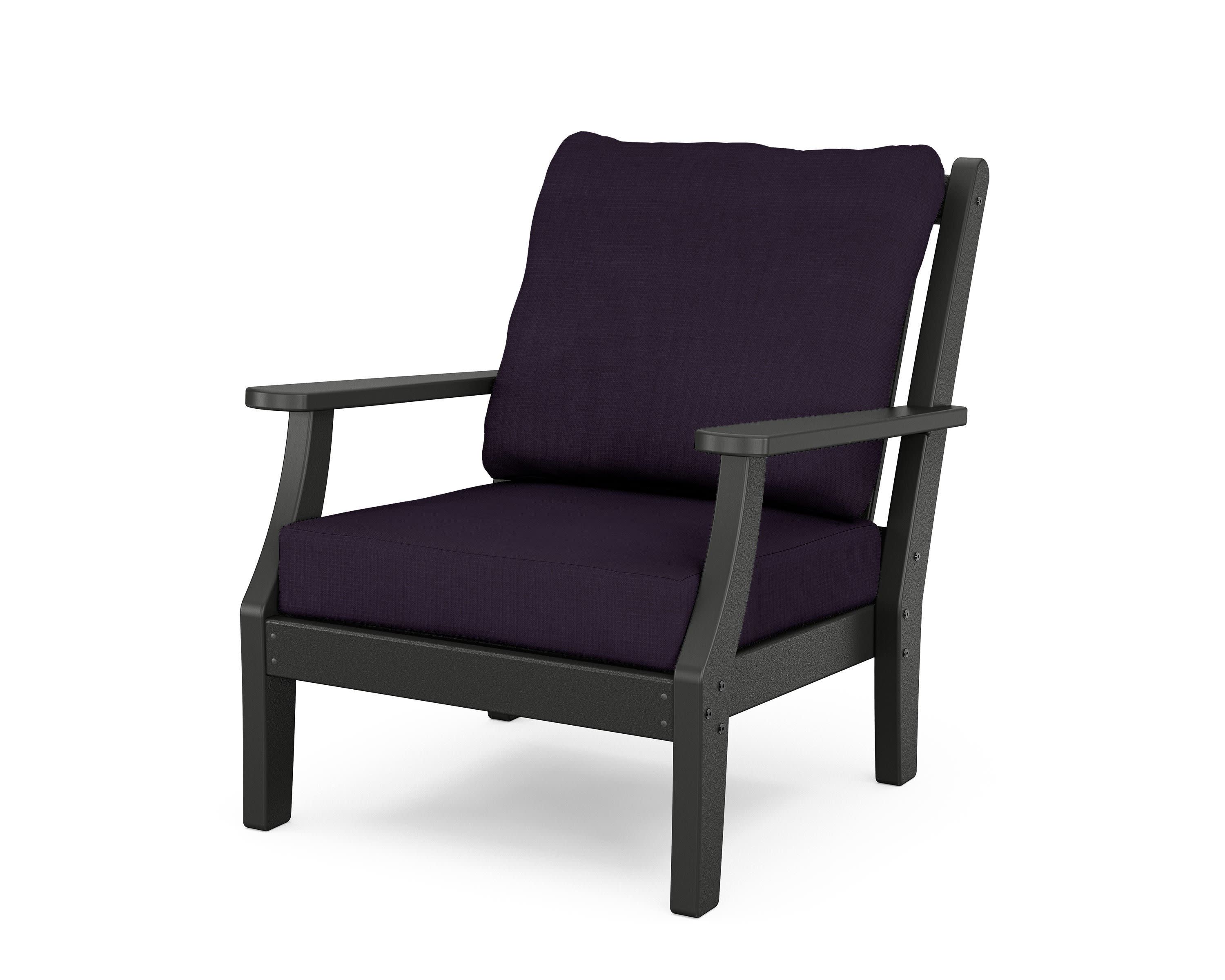 Wovendale Deep Seating Chair in Black / Navy Linen