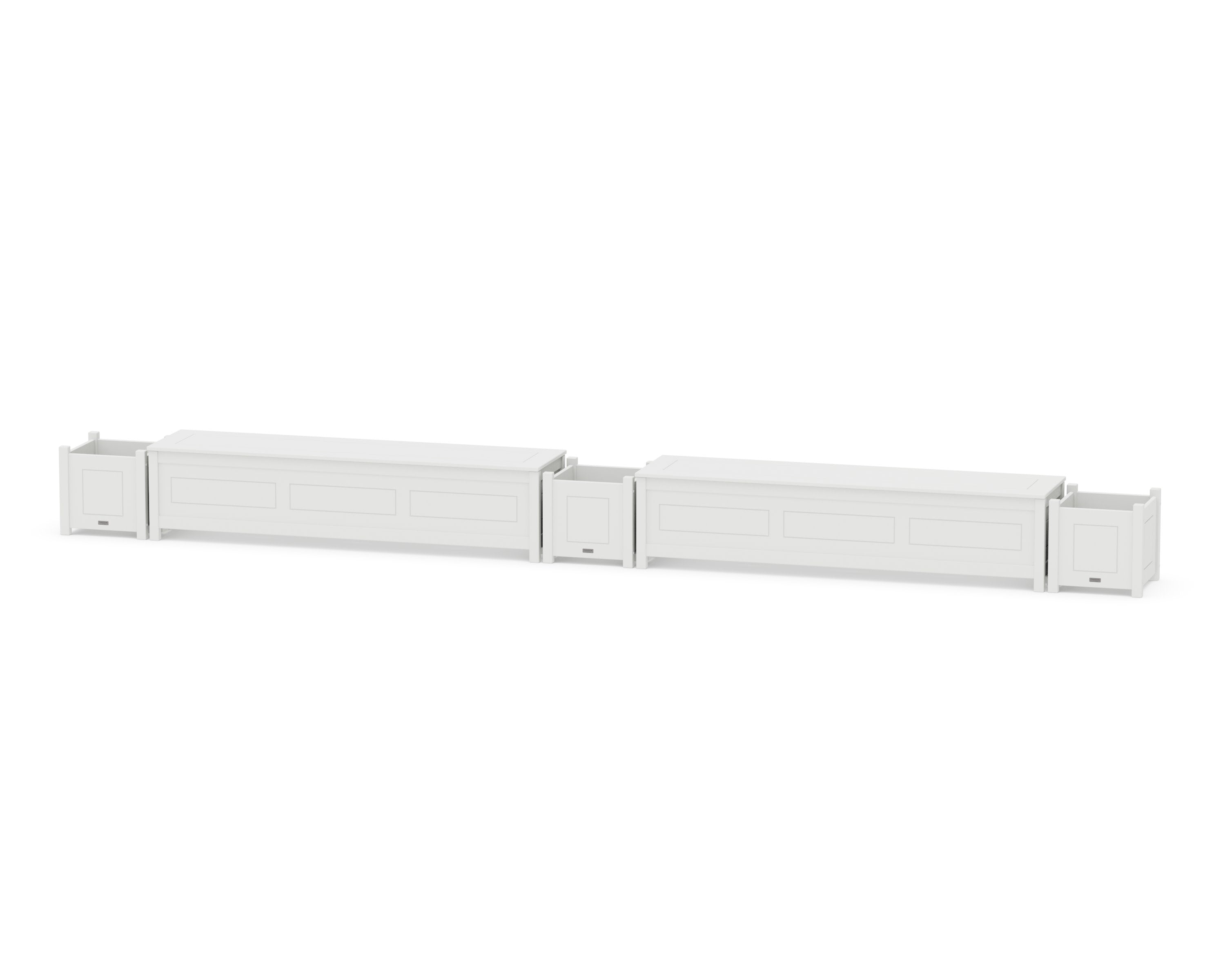 72" Country Living Straight Double Planter Storage Bench Set in White