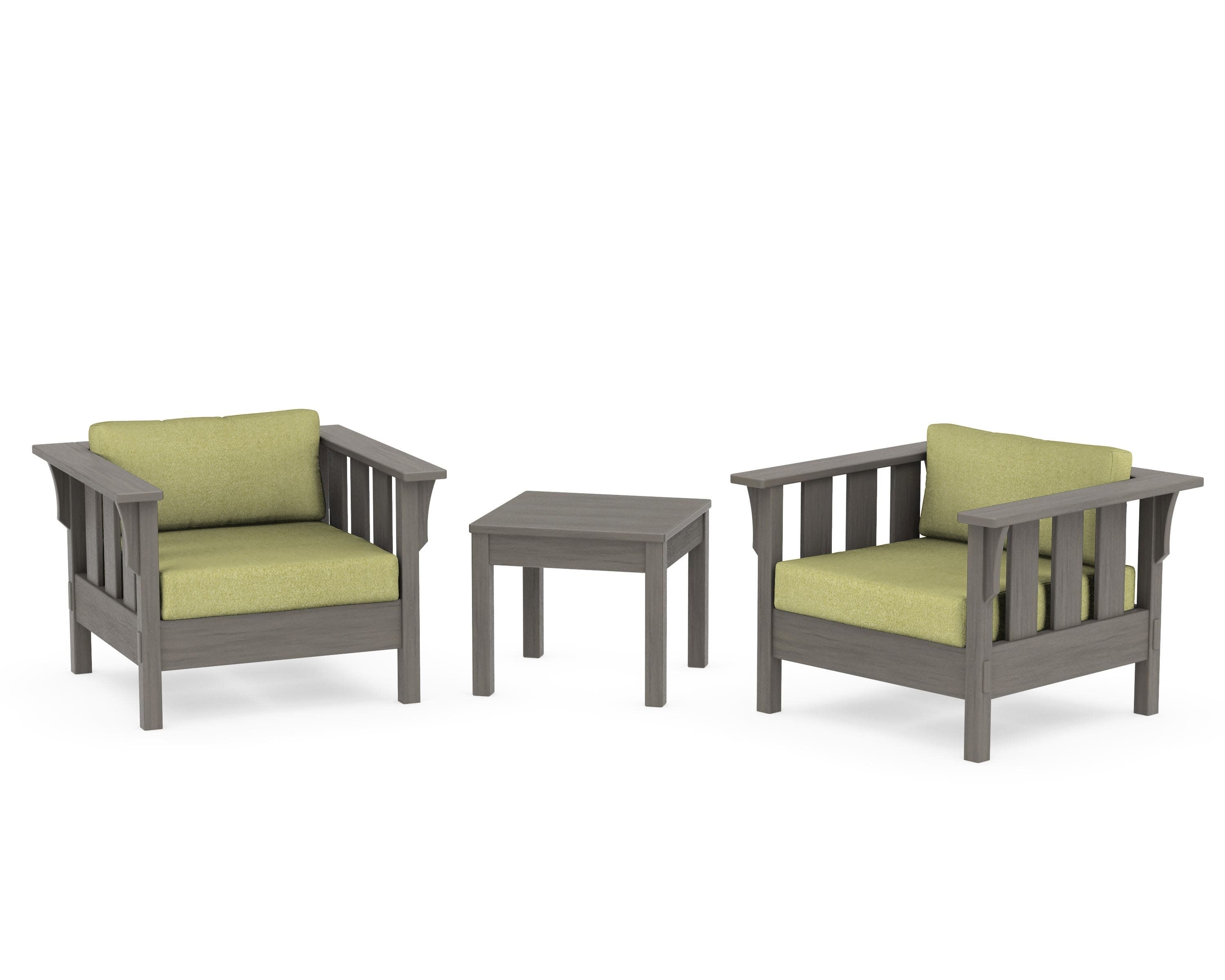 Acadia 3-Piece Deep Seating Set in Driftwood / Chartreuse Boucle