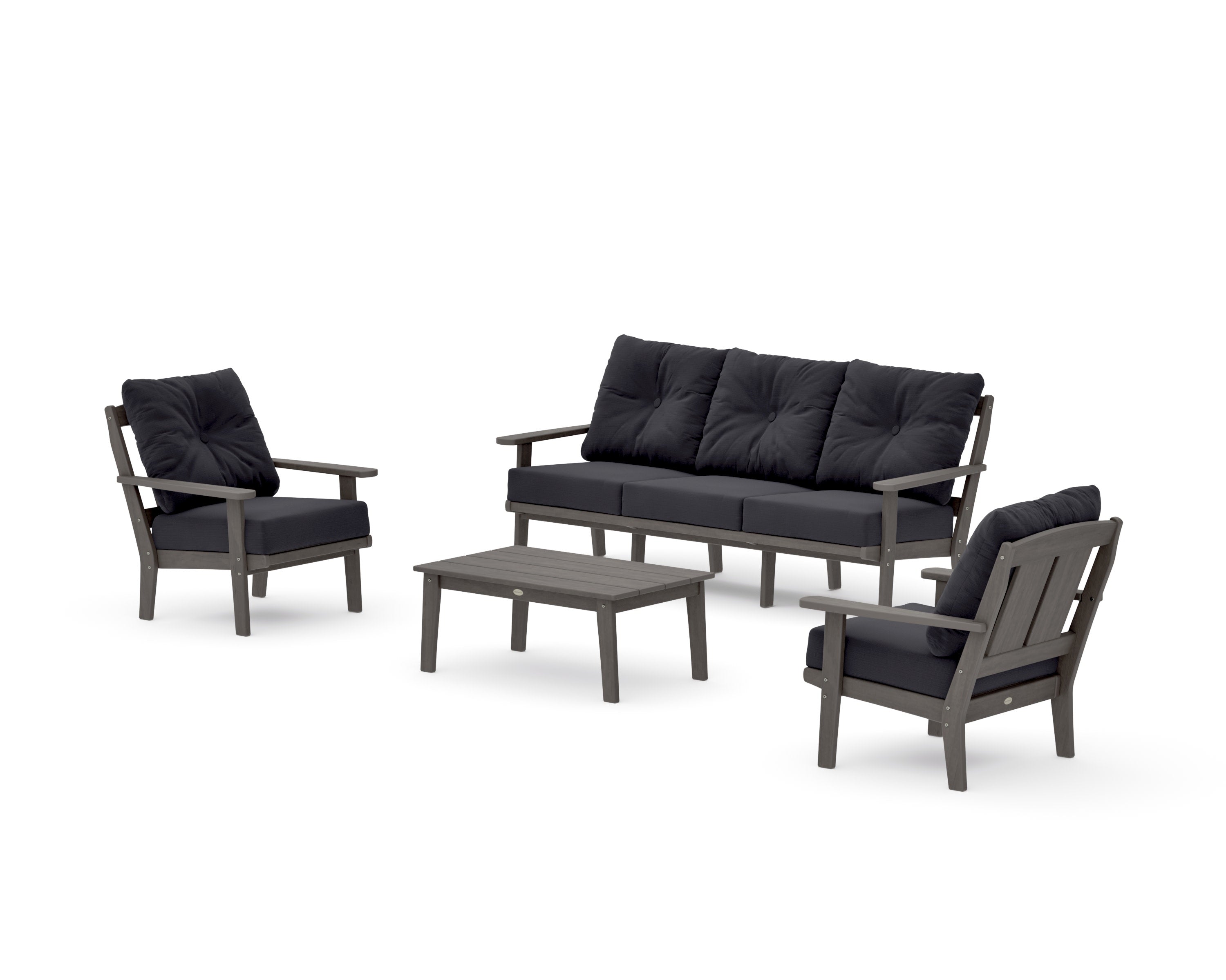 Mission 4-Piece Deep Seating Set with Sofa in Driftwood / Midnight Linen