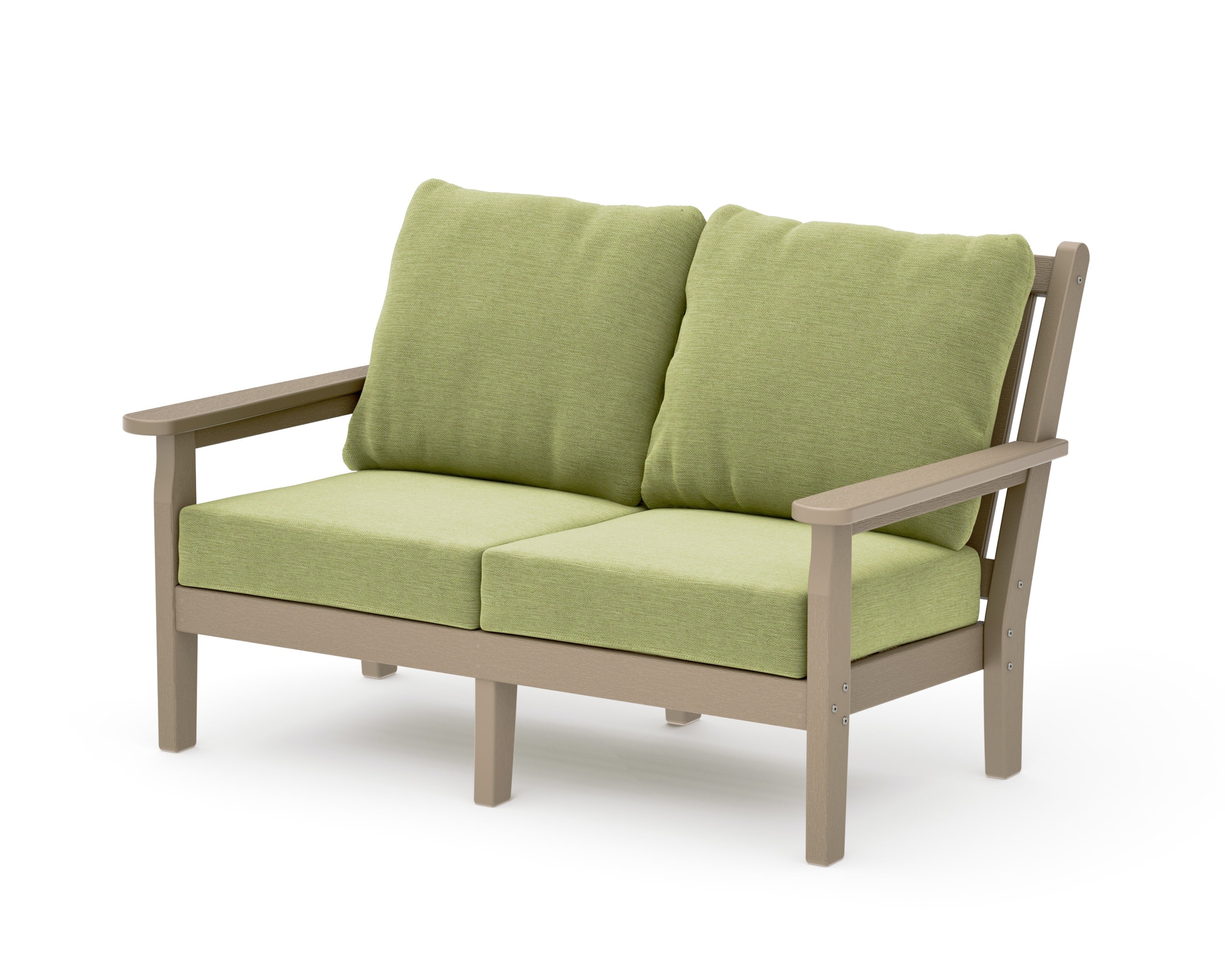 Chippendale Deep Seating Loveseat in Vintage Sahara / Chartreuse Boucle