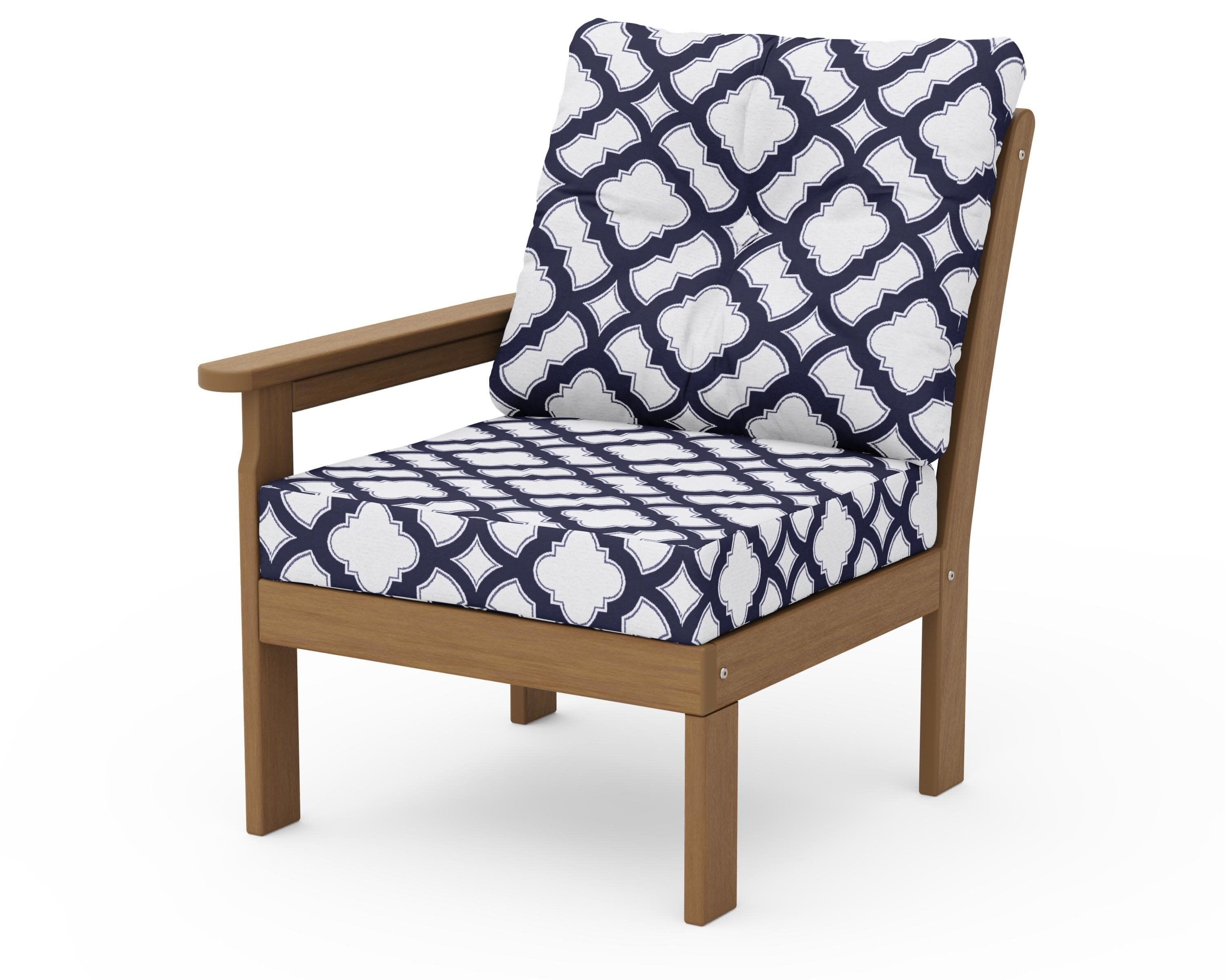 Vineyard Modular Left Arm Chair in Natural / Trellis Navy