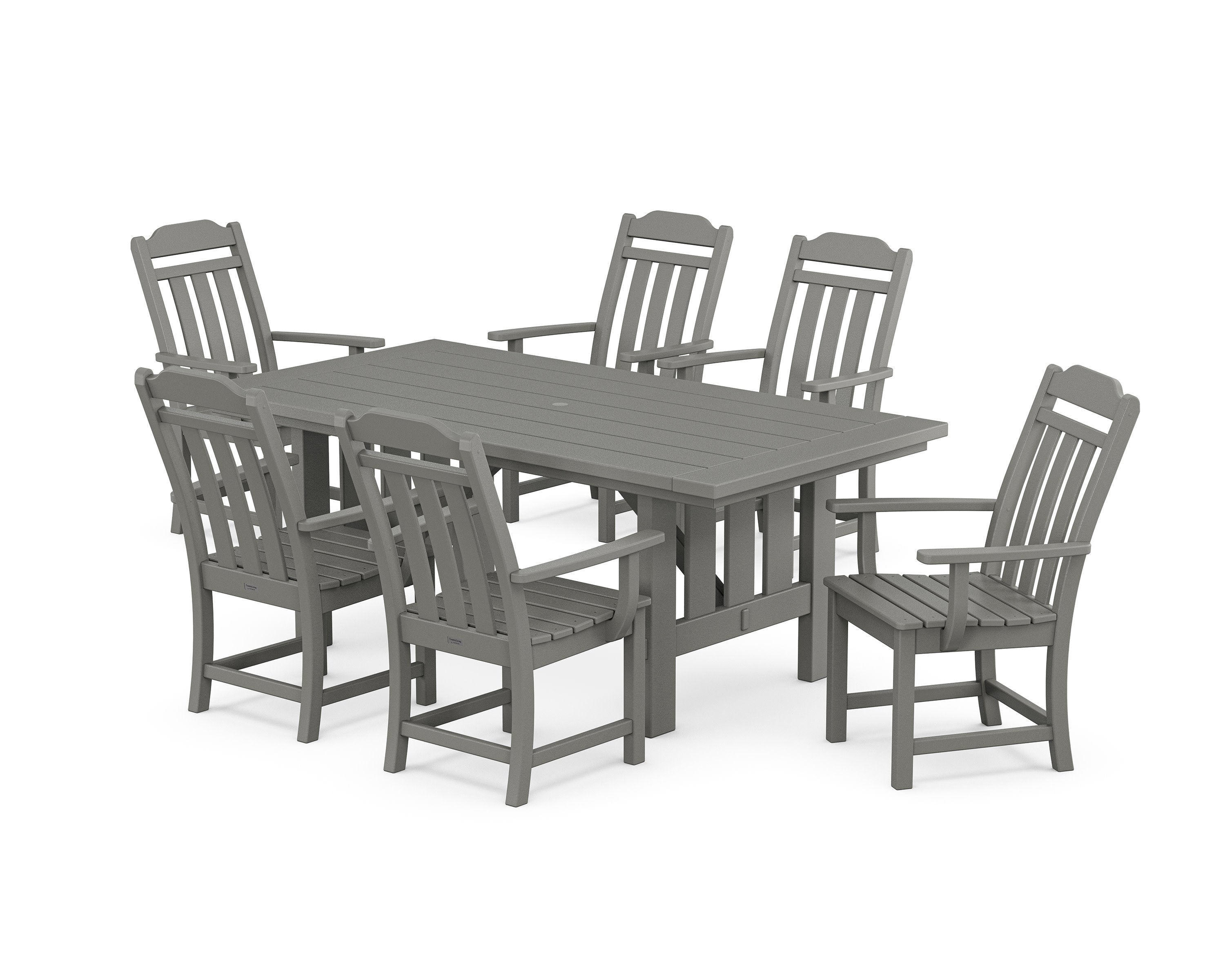 Cottage Arm Chair 7-Piece Mission Dining Set in Slate Grey