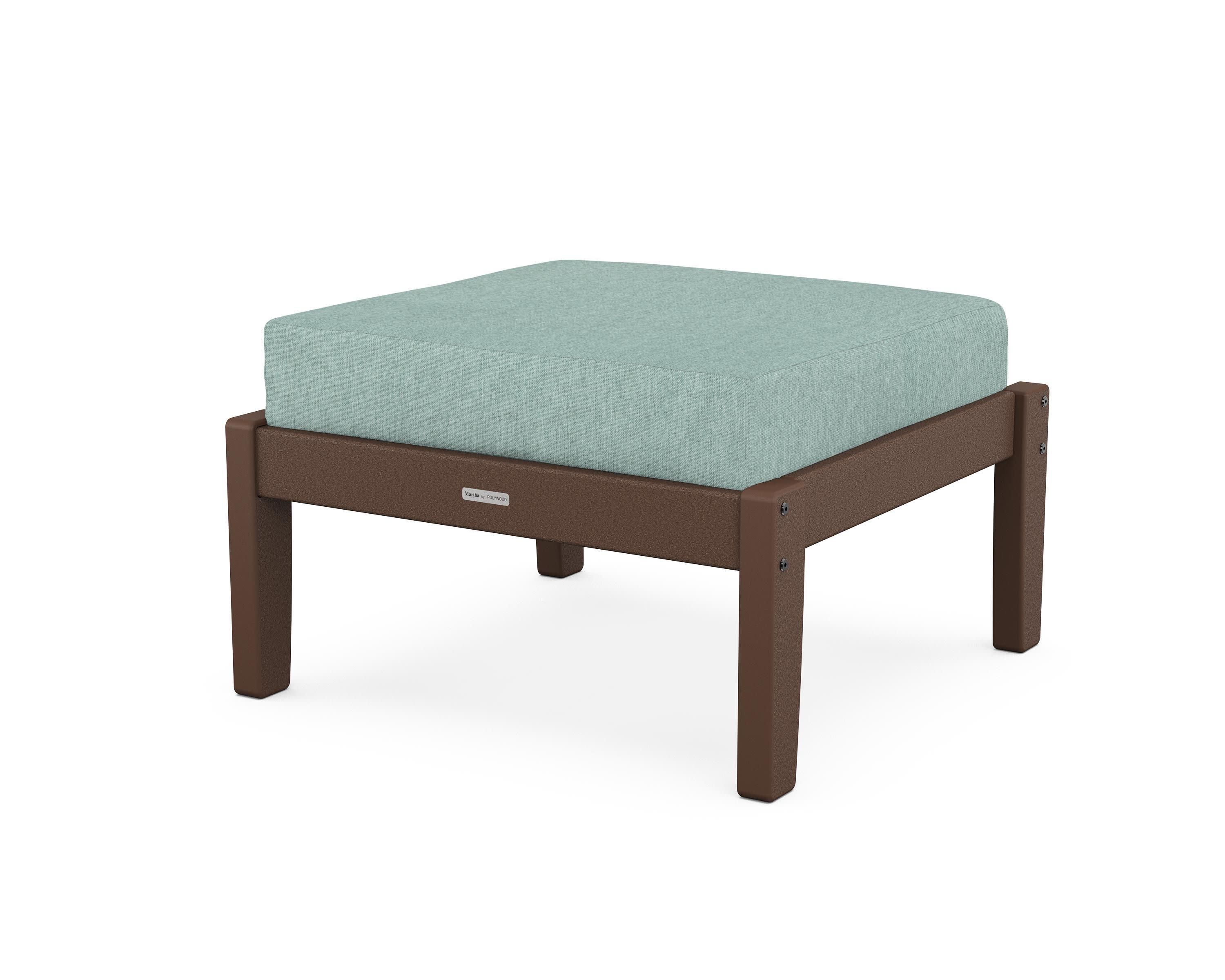 Chinoiserie Deep Seating Ottoman in Mahogany / Glacier Spa