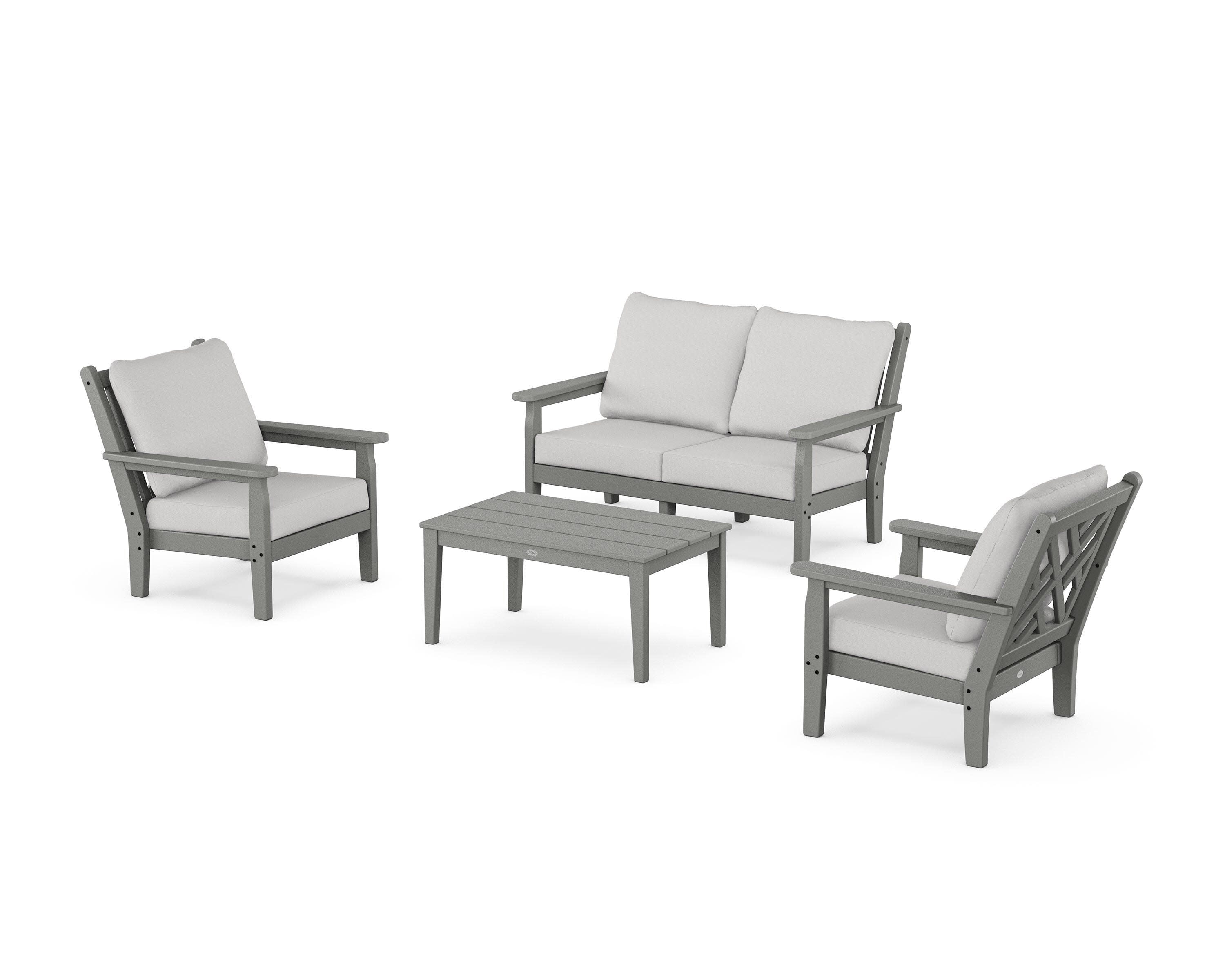 Chippendale 4-Piece Deep Seating Set with Loveseat in Slate Grey / Diamond in the Rough