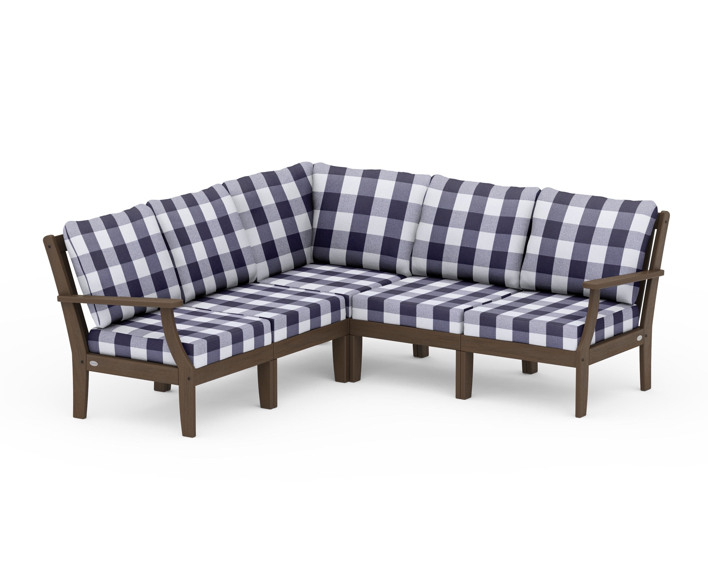 Braxton Modular 5-Piece Deep Seating Set in Kona / Buffalo Plaid Navy