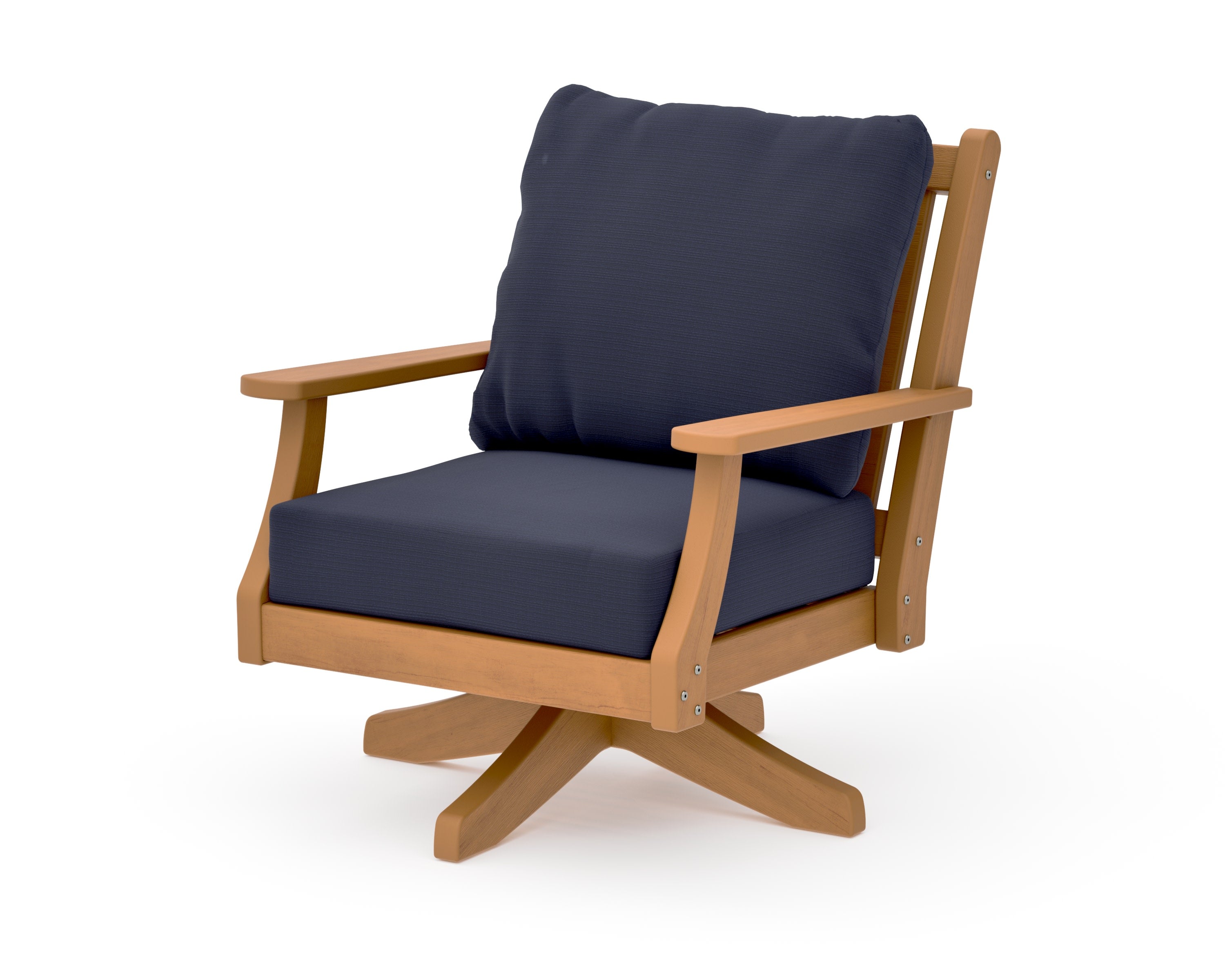 Wovendale Deep Seating Swivel Chair in Natural / Navy Linen