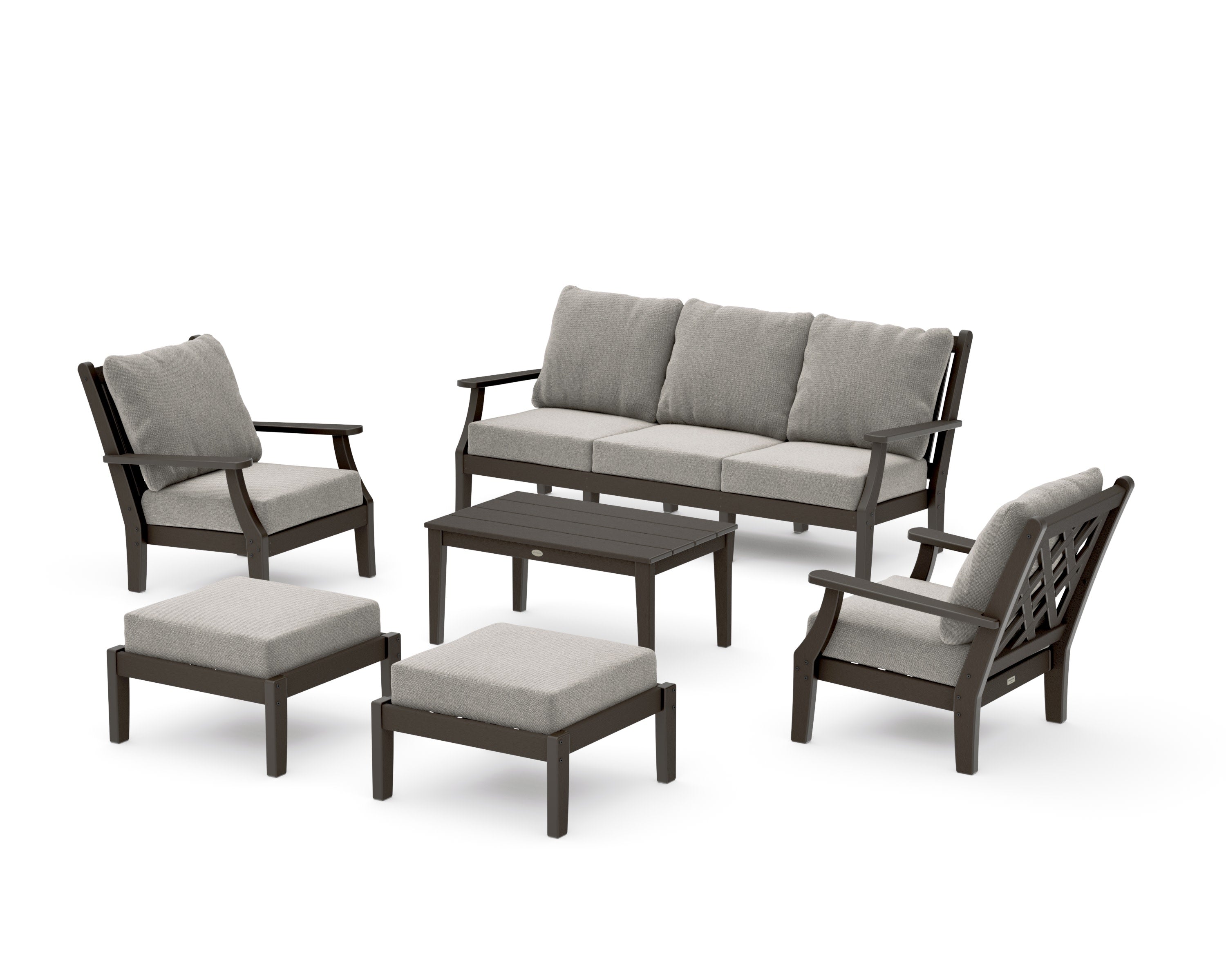 Wovendale 6-Piece Lounge Sofa Set in Vintage Coffee / Weathered Tweed