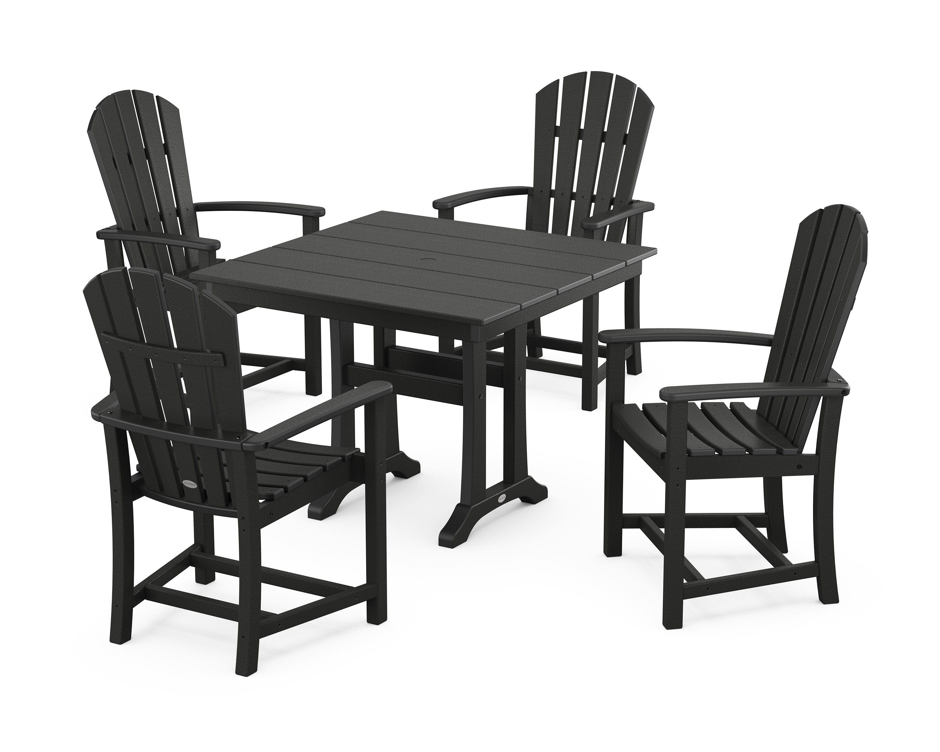 Palm Coast 5-Piece Farmhouse Dining Set With Trestle Legs in Black