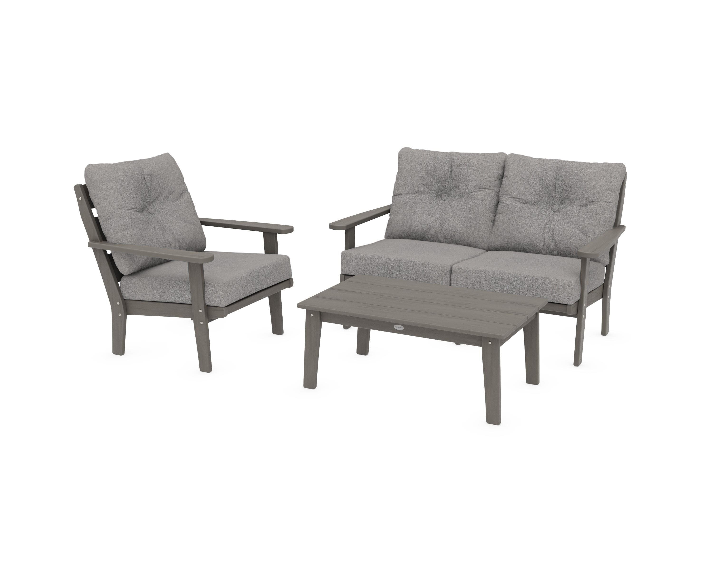 Lakeside 3-Piece Deep Seating Set in Driftwood / Grey Mist