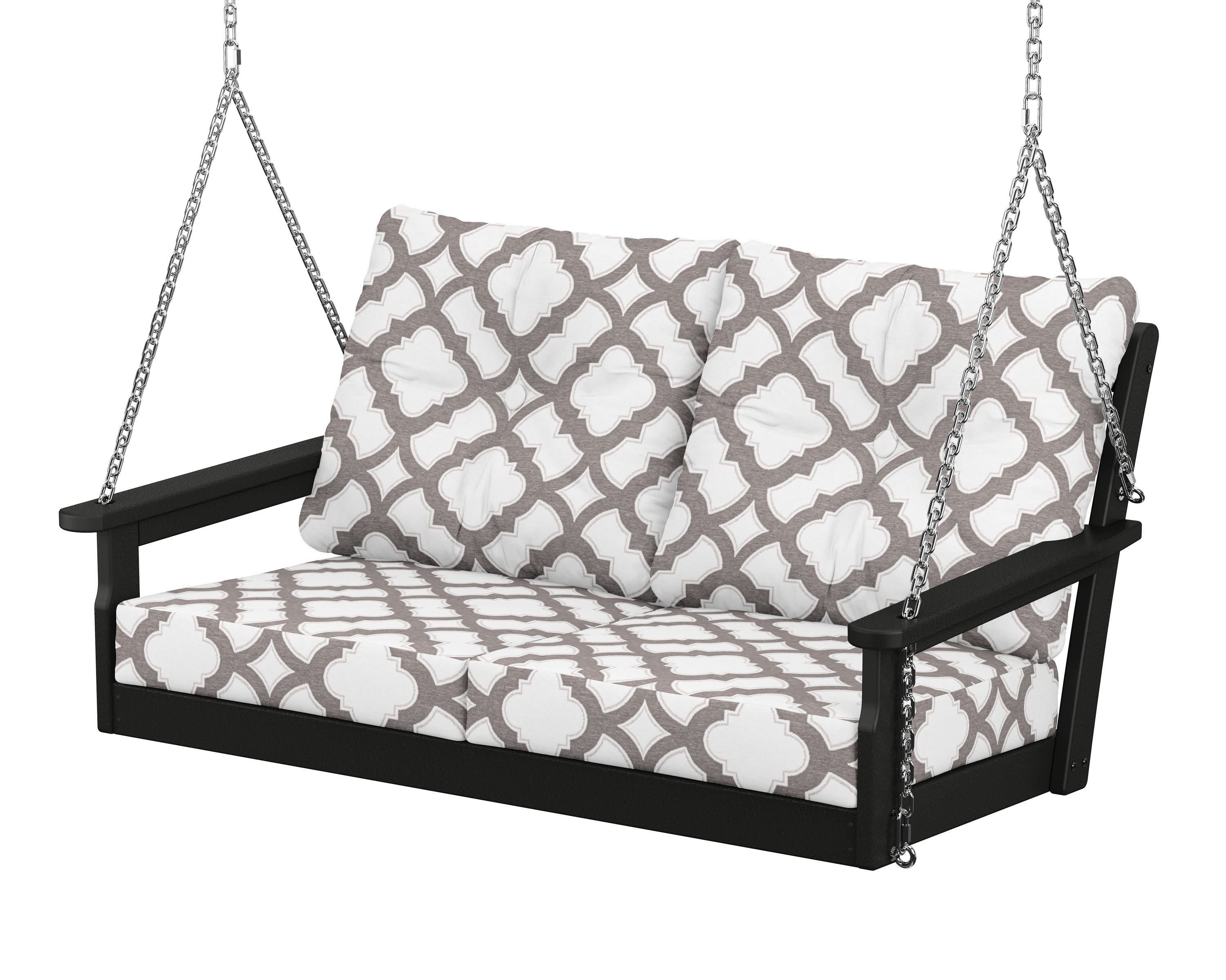 Vineyard Deep Seating Swing in Black / Trellis Grey Mist