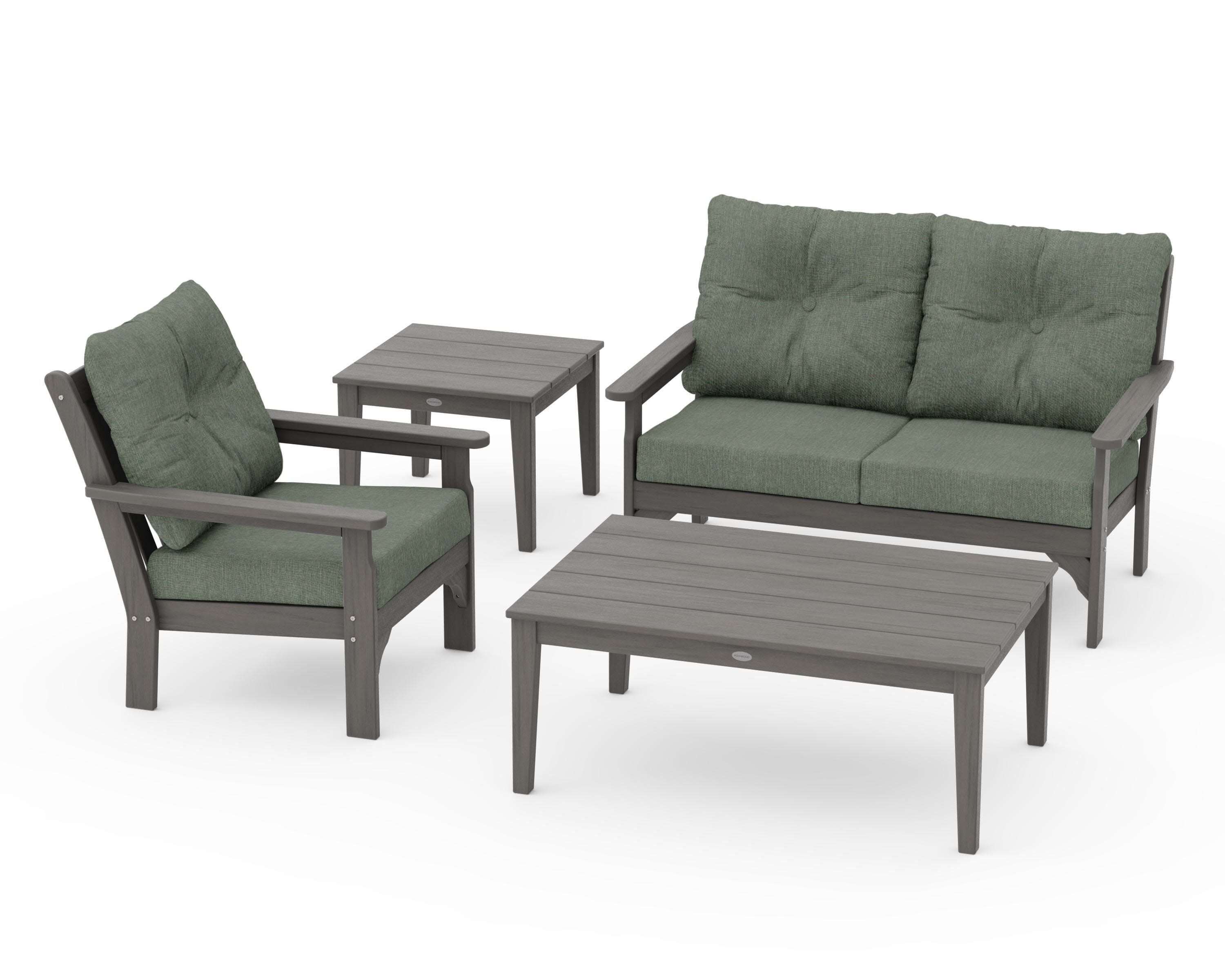 Vineyard 4-Piece Deep Seating Set in Driftwood / Cast Sage
