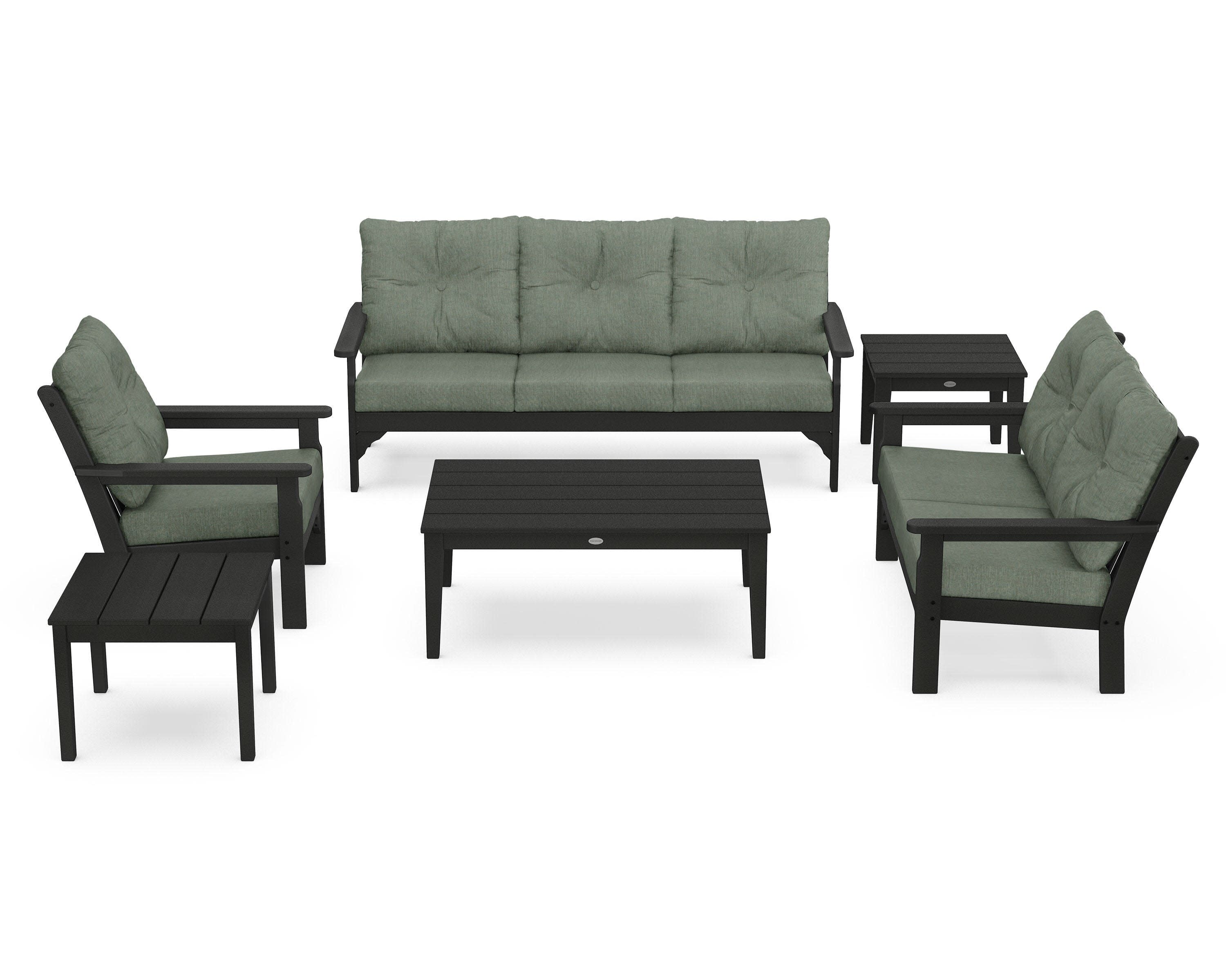 Vineyard 6-Piece Deep Seating Set in Black / Cast Sage